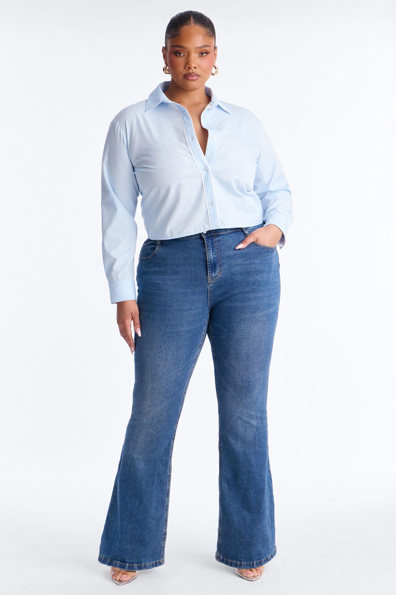 Just A Little Office Glam Poplin Shirt - Light Blue