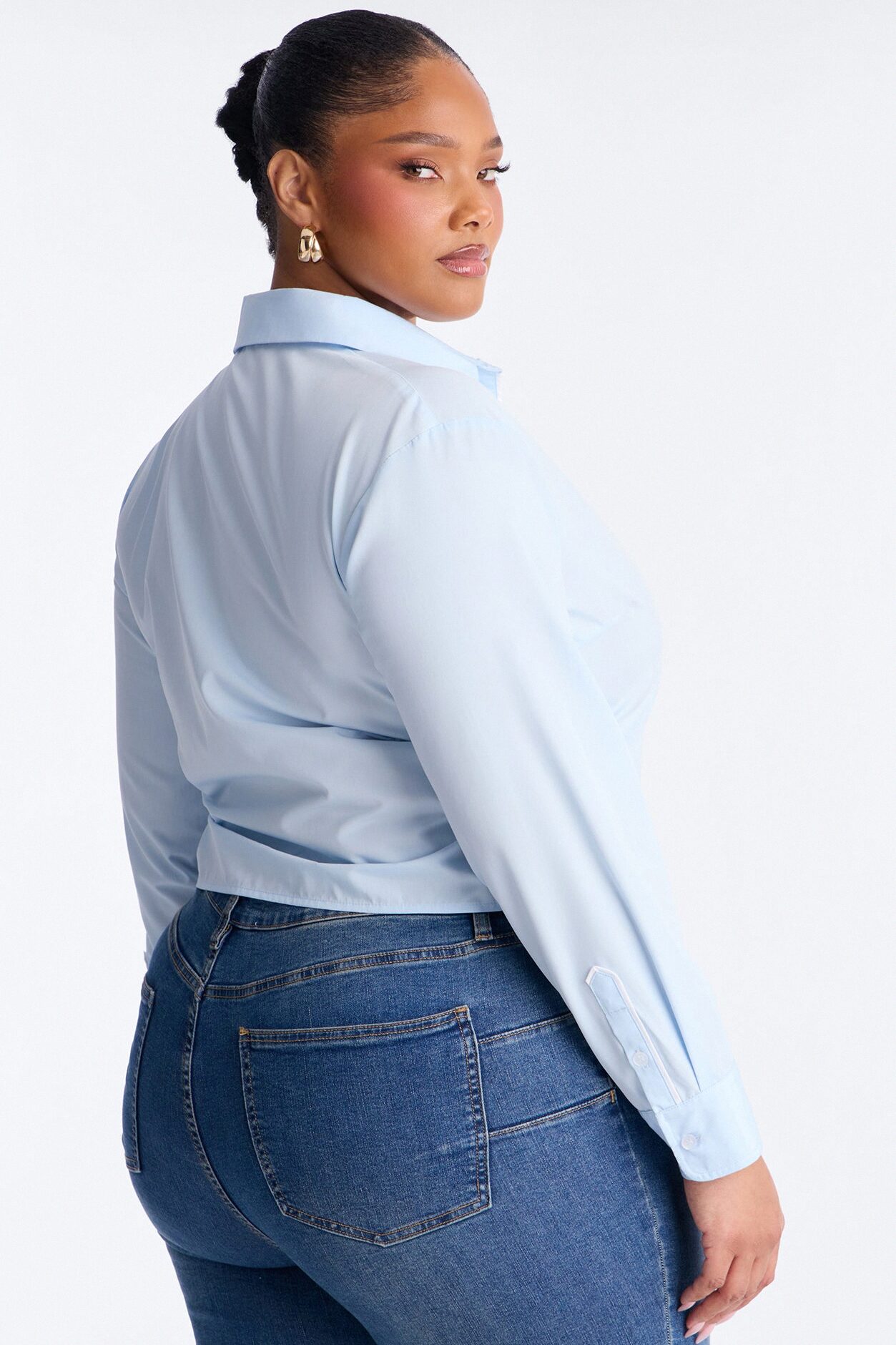 Just A Little Office Glam Poplin Shirt - Light Blue