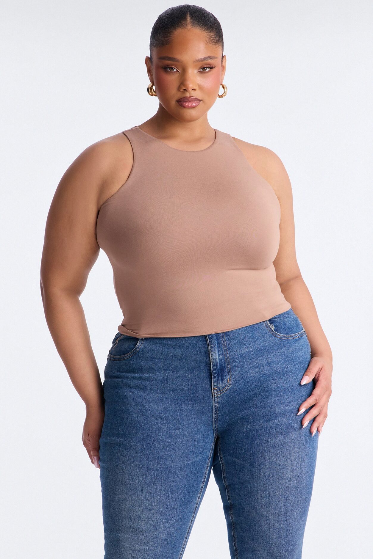 Jamie Double Lined Tank Top - Taupe