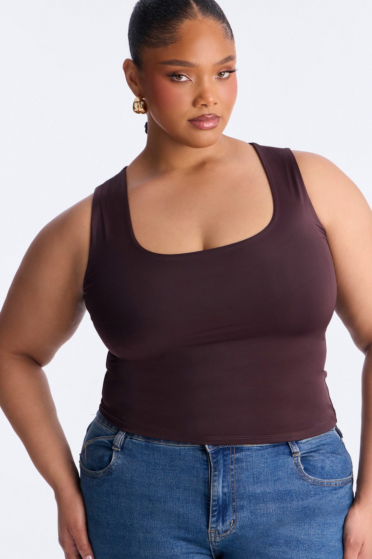 Venus Double Lined Tank Top - Brown