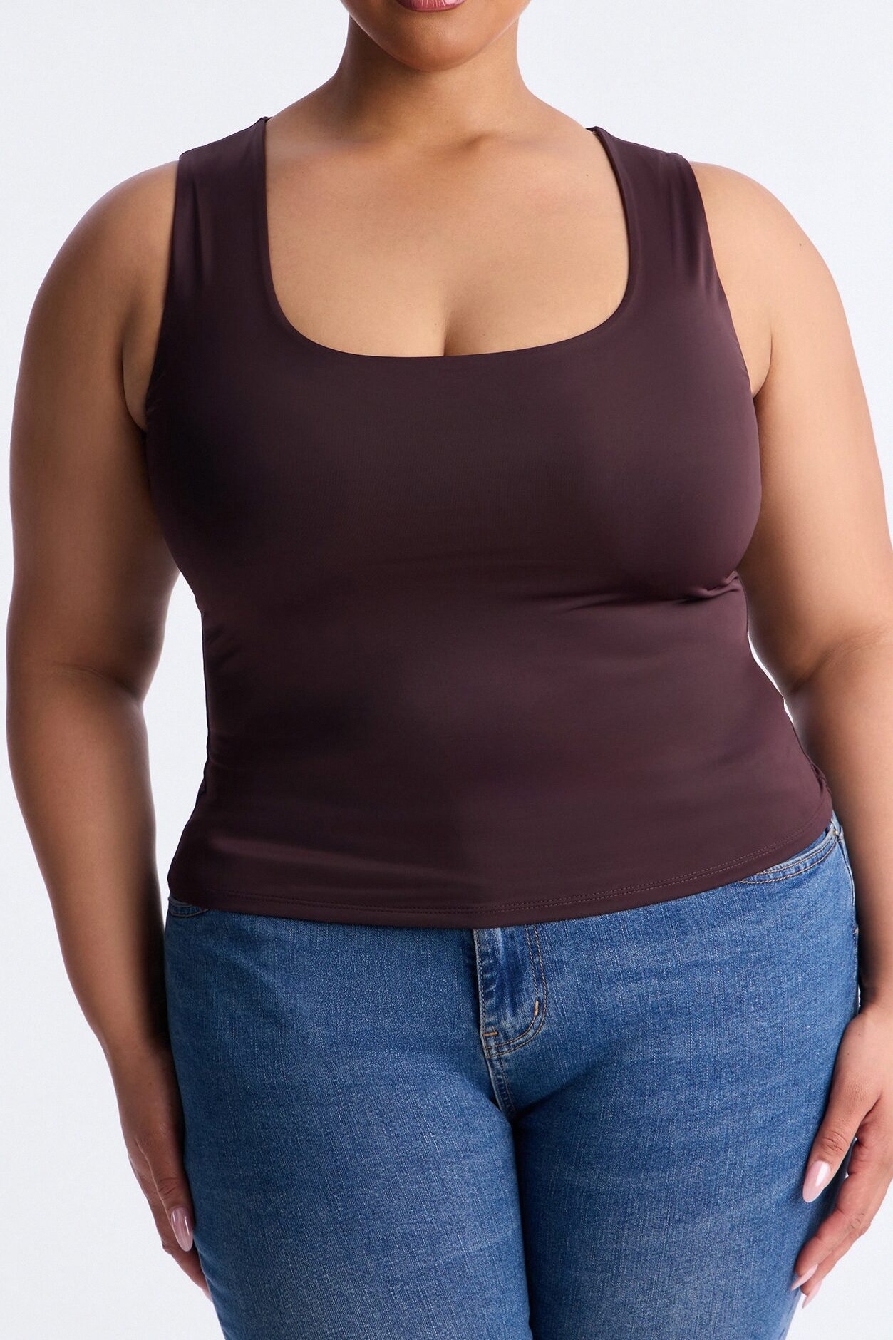 Venus Double Lined Tank Top - Brown