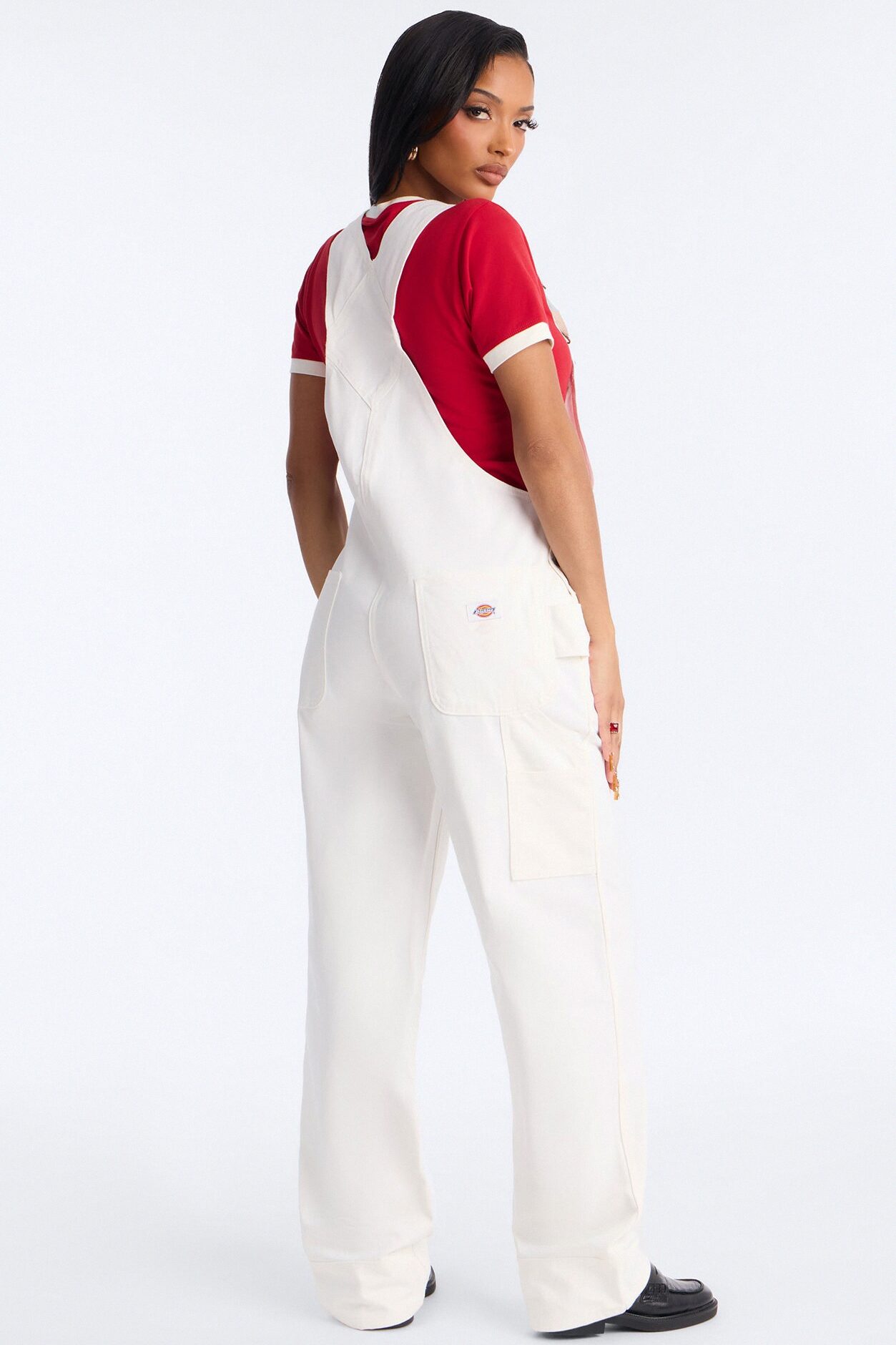 Dickie's Relaxed Denim Overalls - White