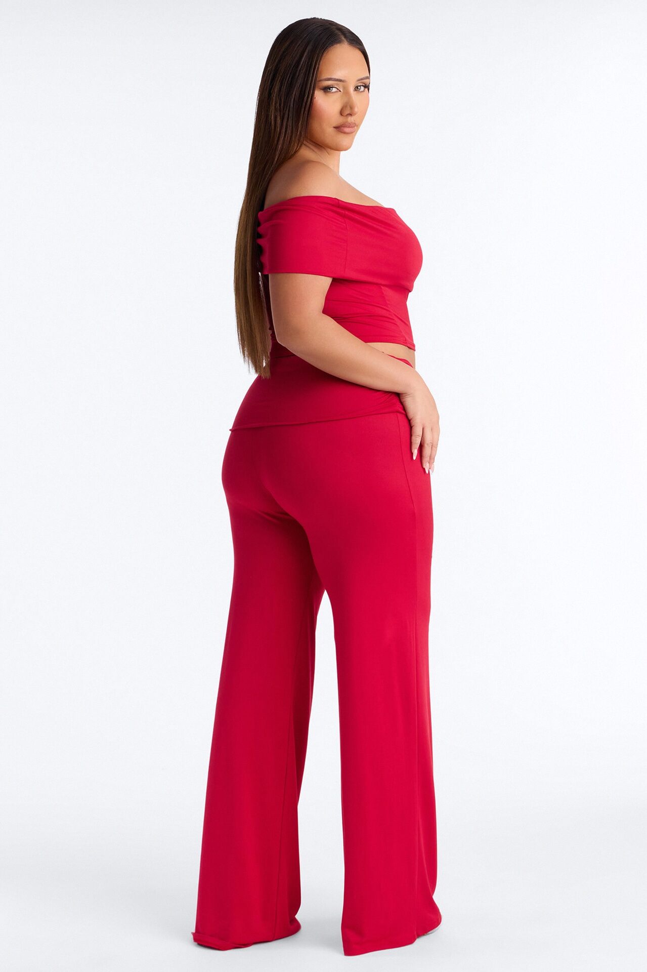 Mila Off Shoulder Pant Set - Red