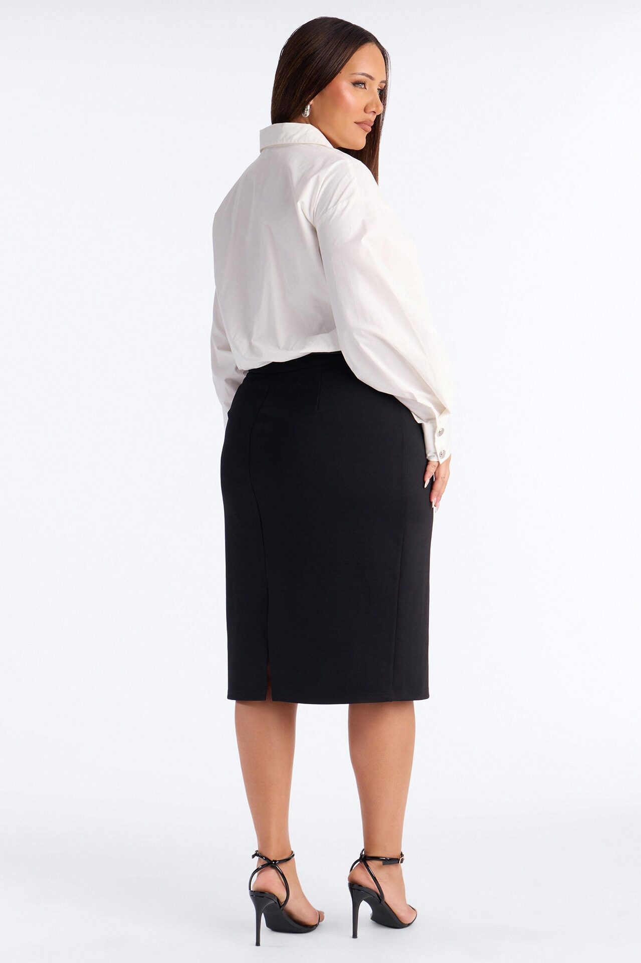 Yasmine Shirt Midi Dress - White/Black