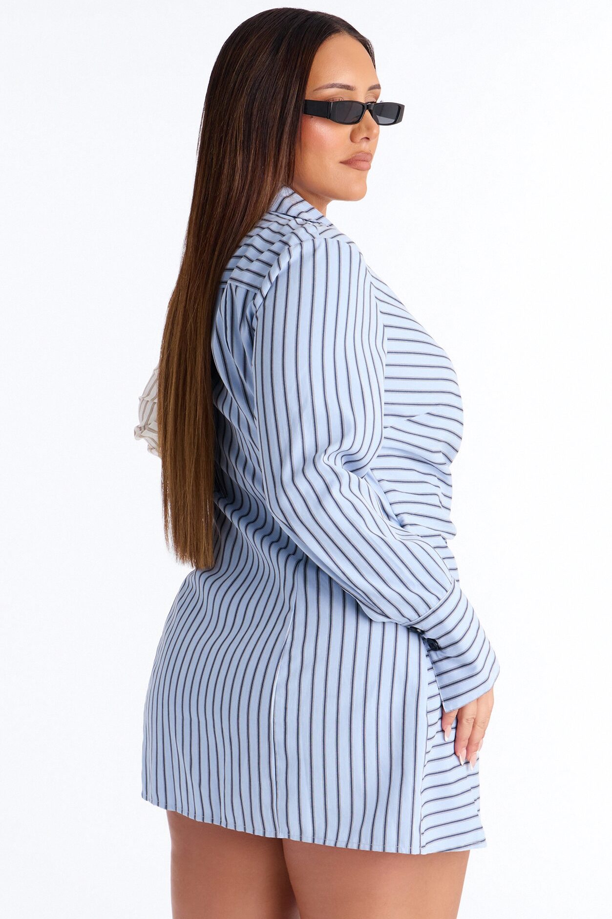 Viviana Collar Striped Mini Dress - Blue/combo