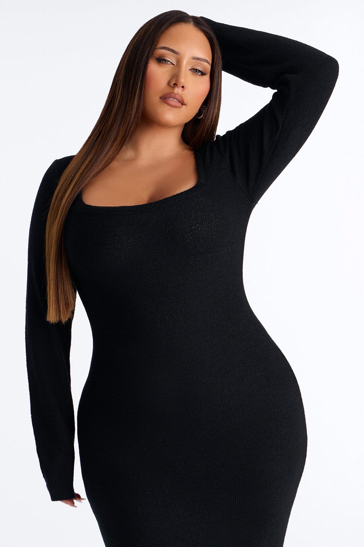 Delany Long Sleeve Knit Maxi Dress - Black
