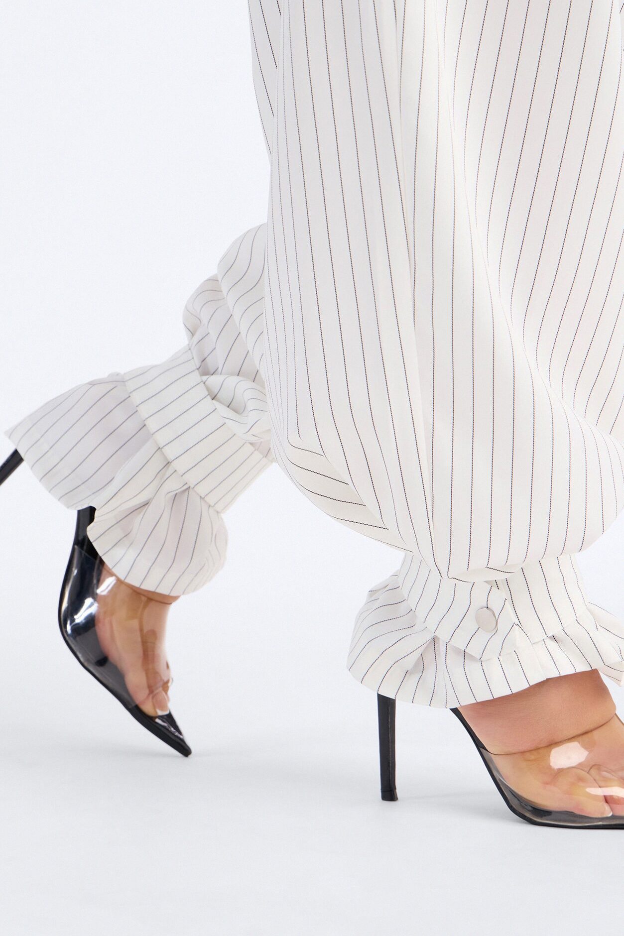 Never Settle Pinstripe Adjustable Cuff Trouser Pants 33″ - Ivory
