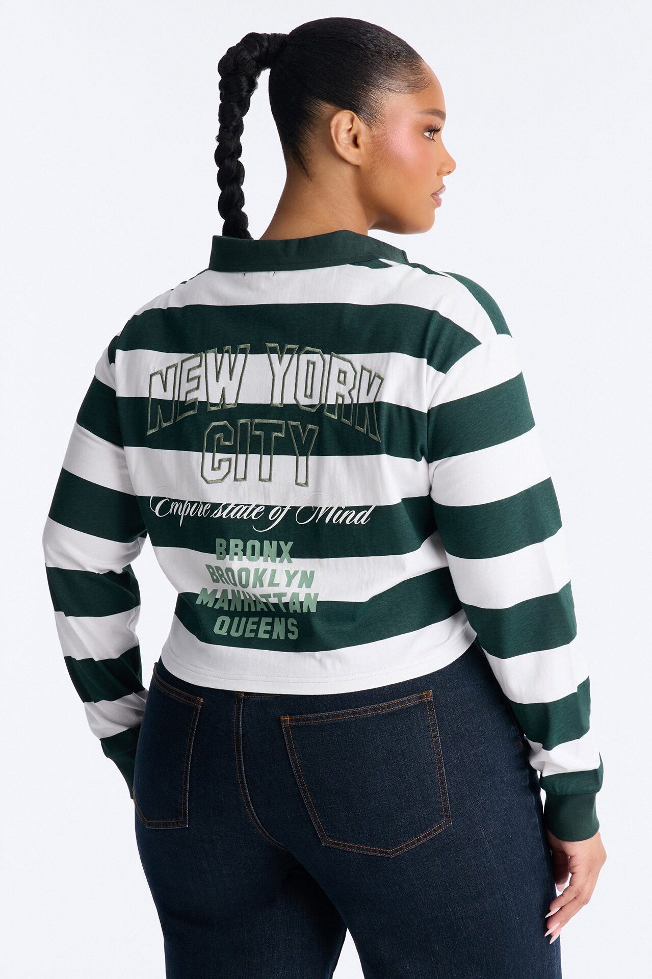 New York City Striped Long Sleeve Top - Green/combo