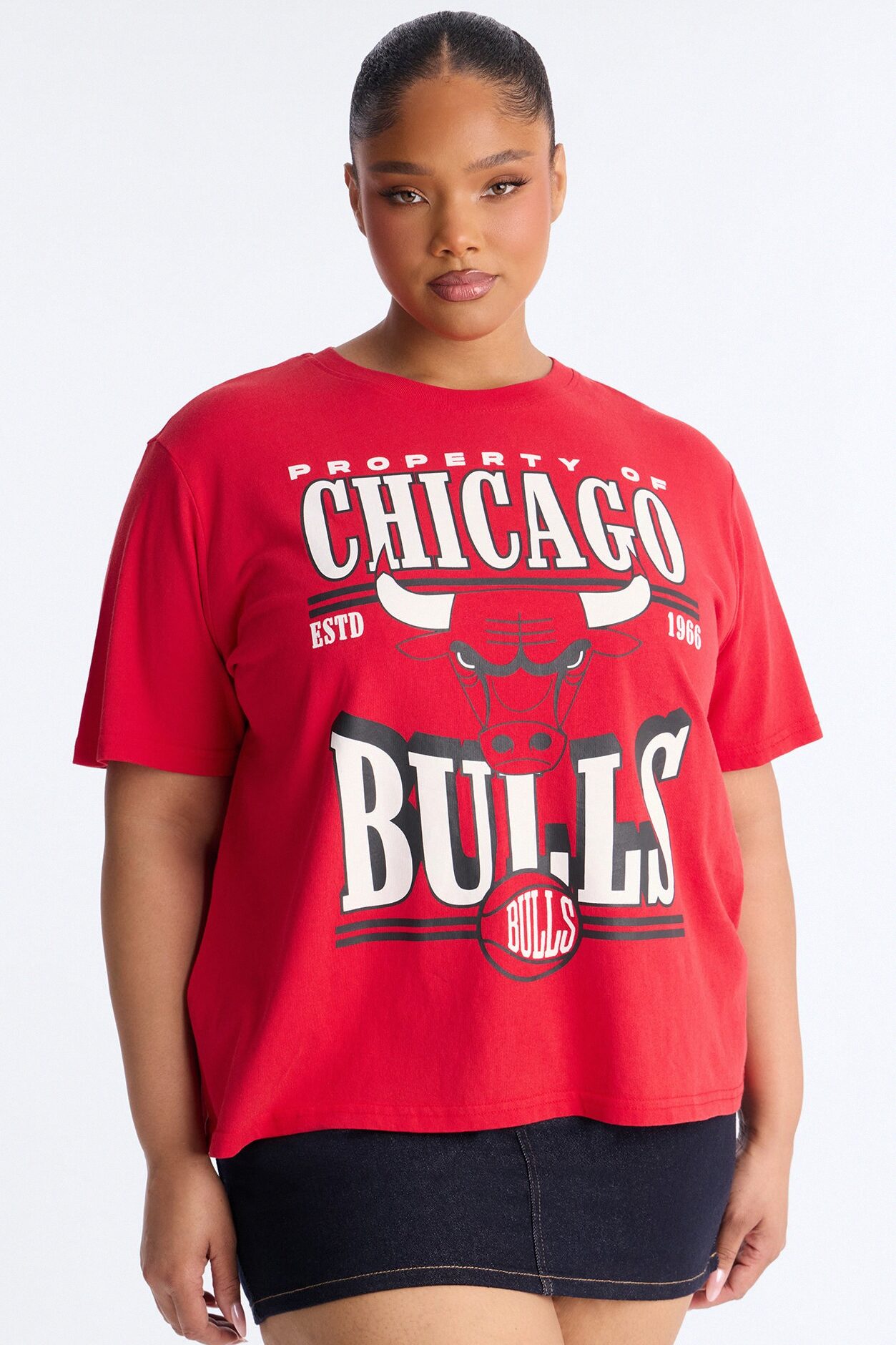 NBA Bulls Washed Oversized Tee - Red