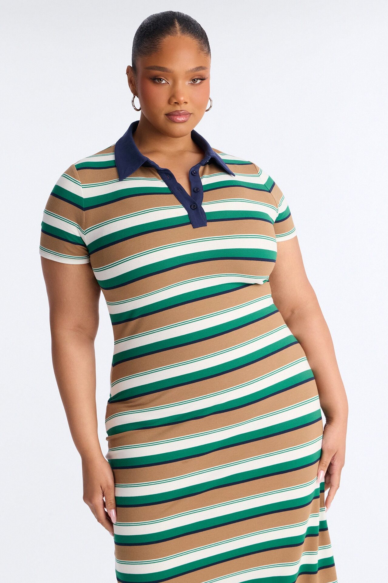 Remi Short Sleeve Striped Maxi Dress - Brown/combo