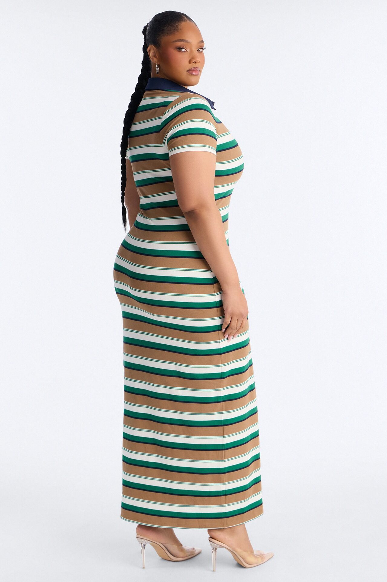 Remi Short Sleeve Striped Maxi Dress - Brown/combo
