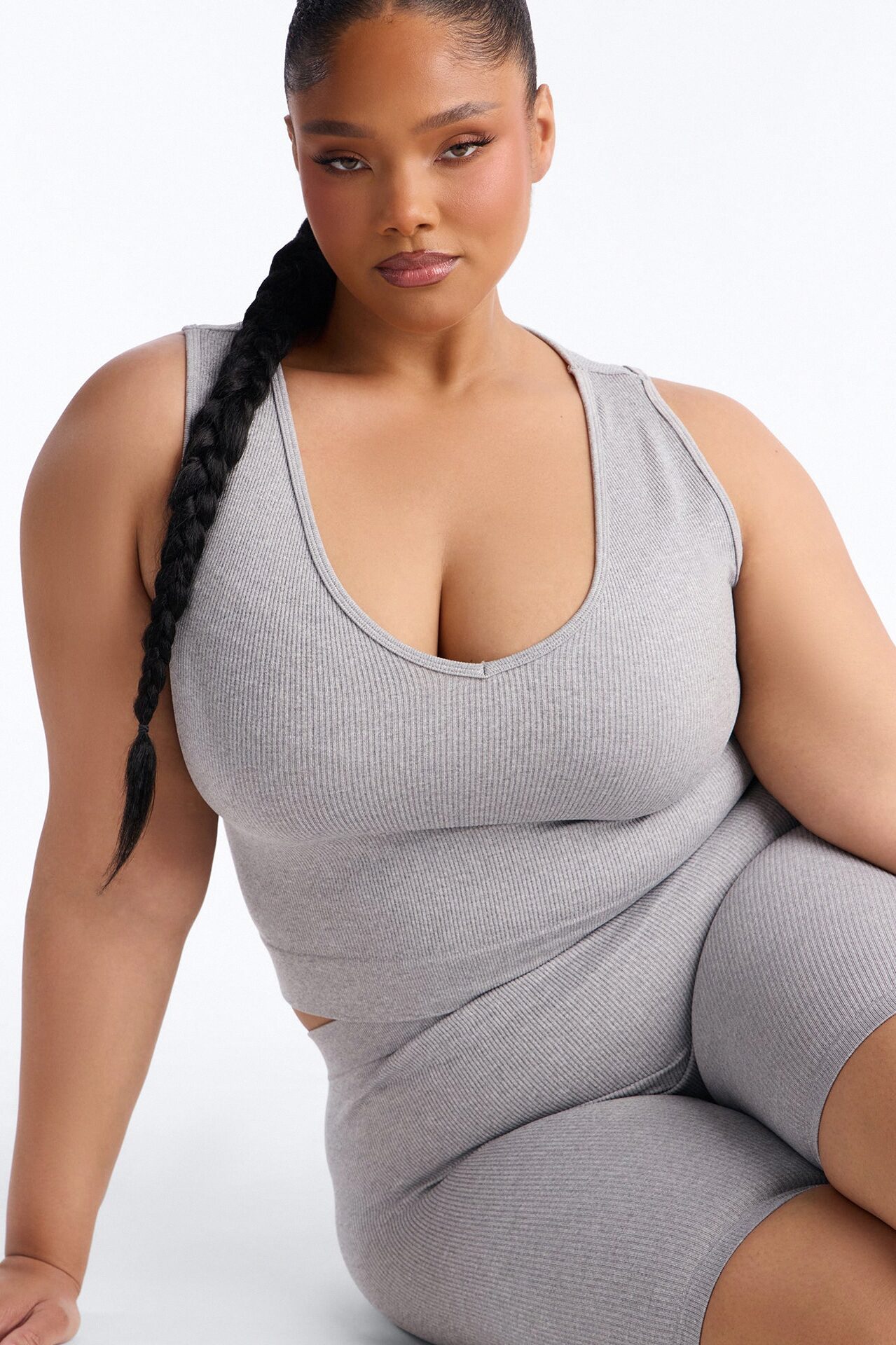 Allison Seamless Biker Short Set - Grey