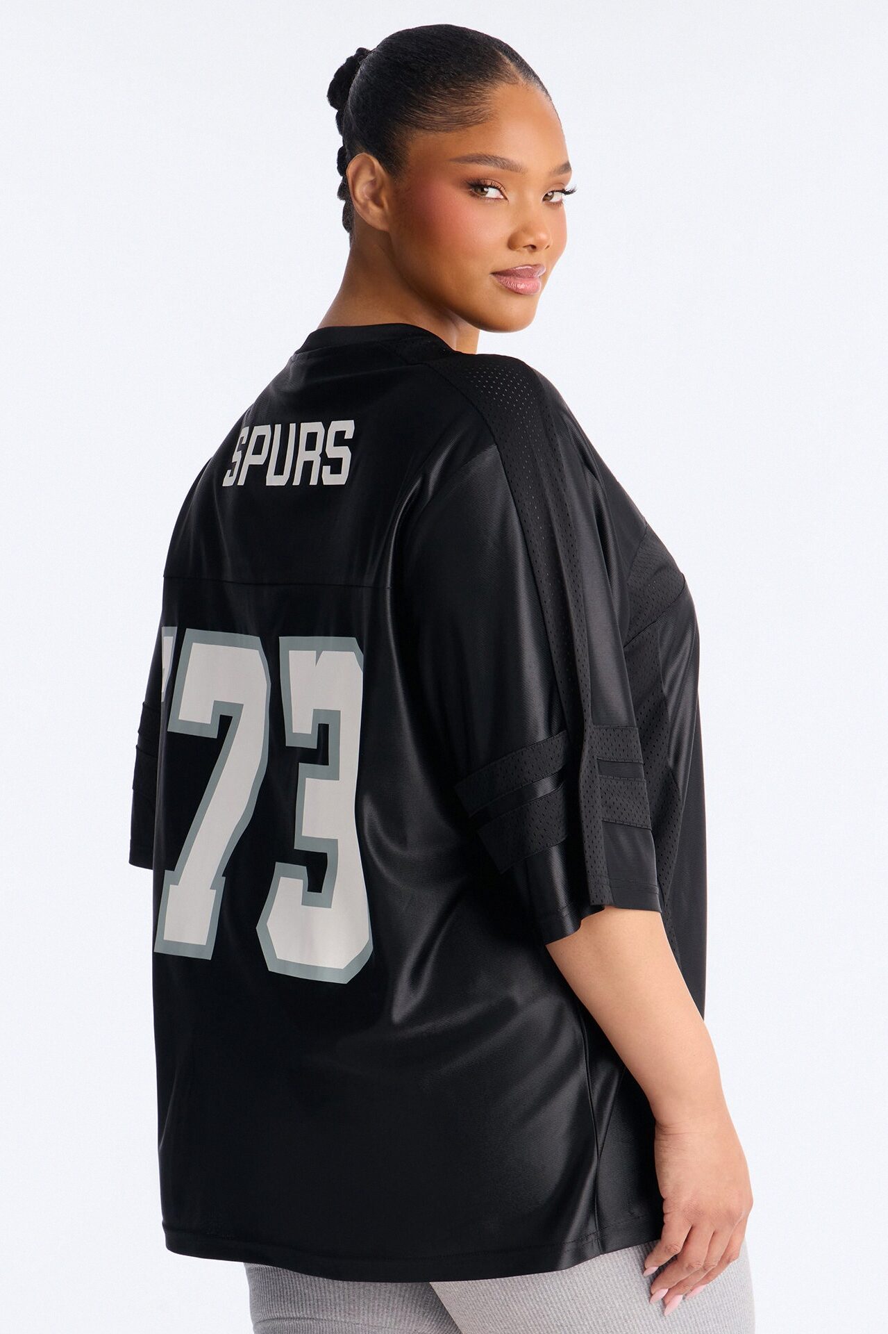 NBA Spurs Oversized Mesh Tee - Black