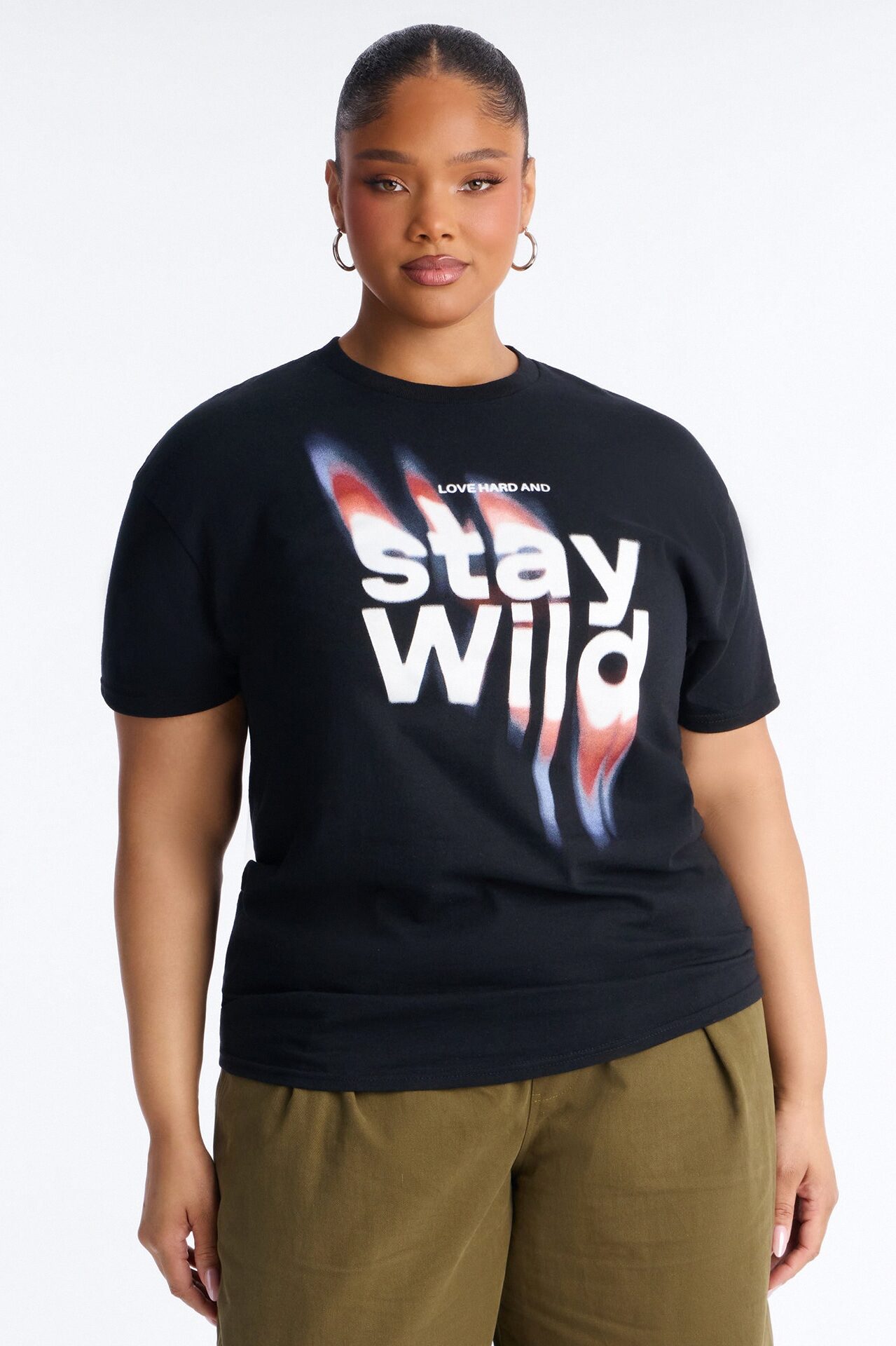 Stay Wild Oversize Tee - Black