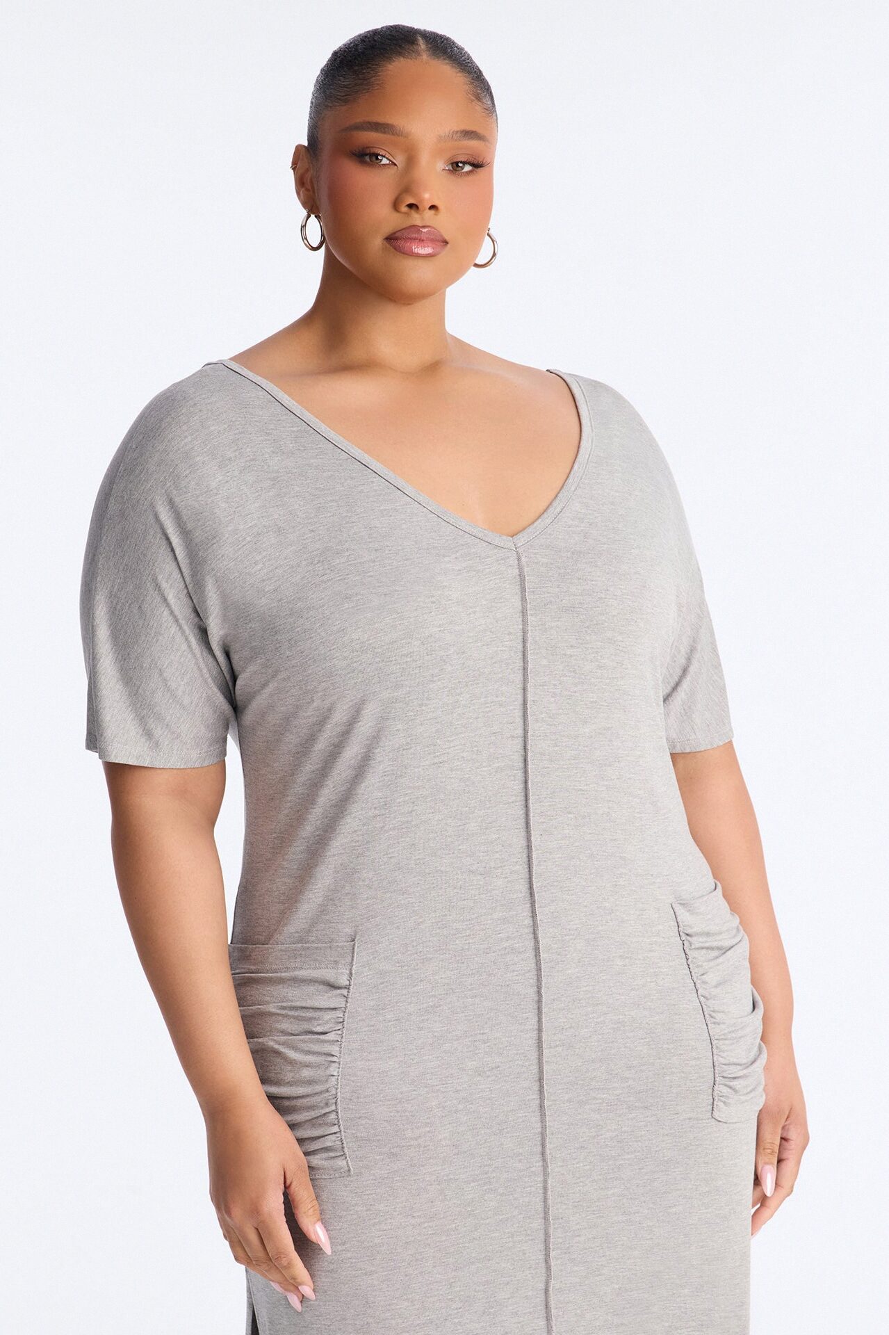 Staying In T-Shirt Maxi Dress - Heather Grey