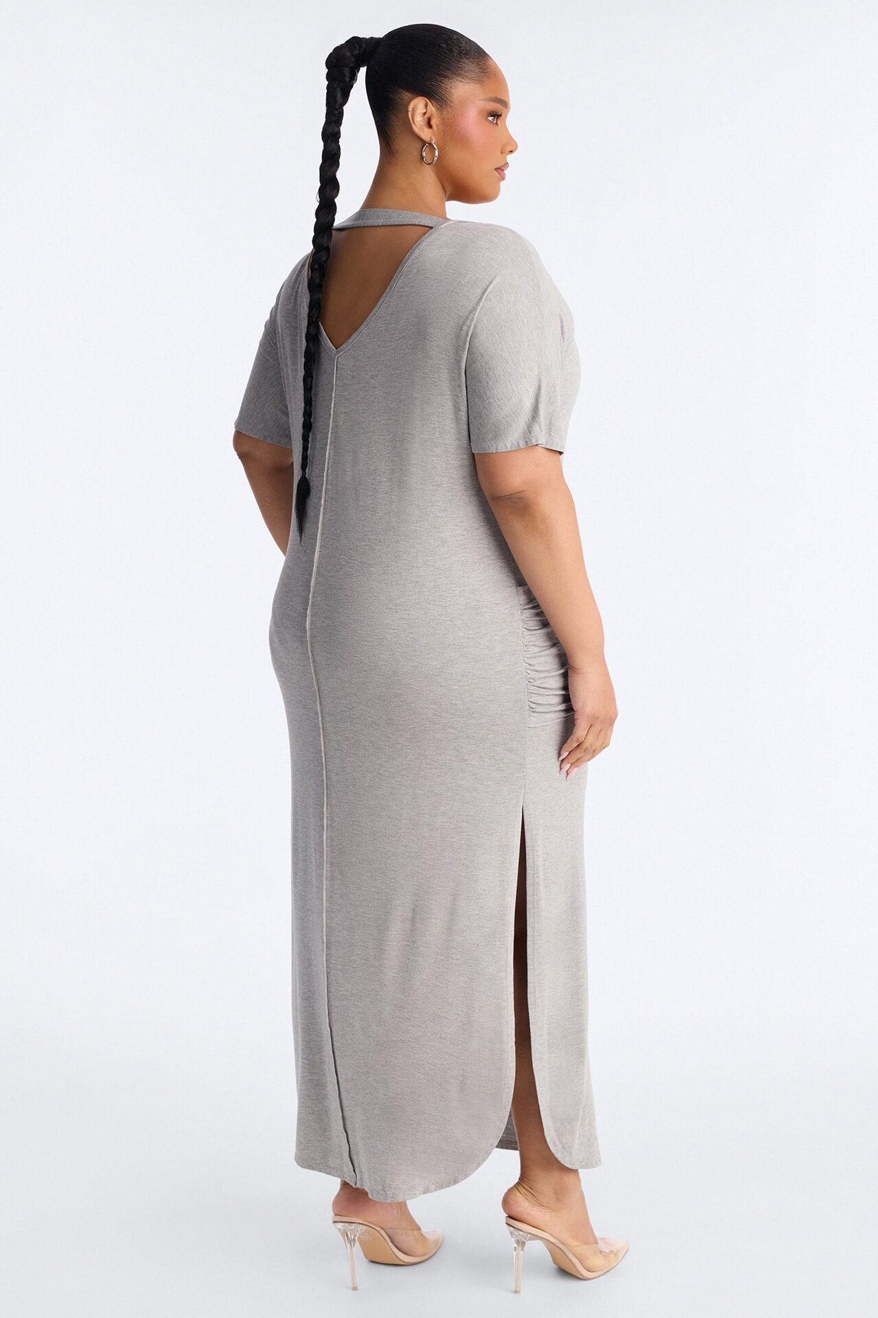 Staying In T-Shirt Maxi Dress - Heather Grey