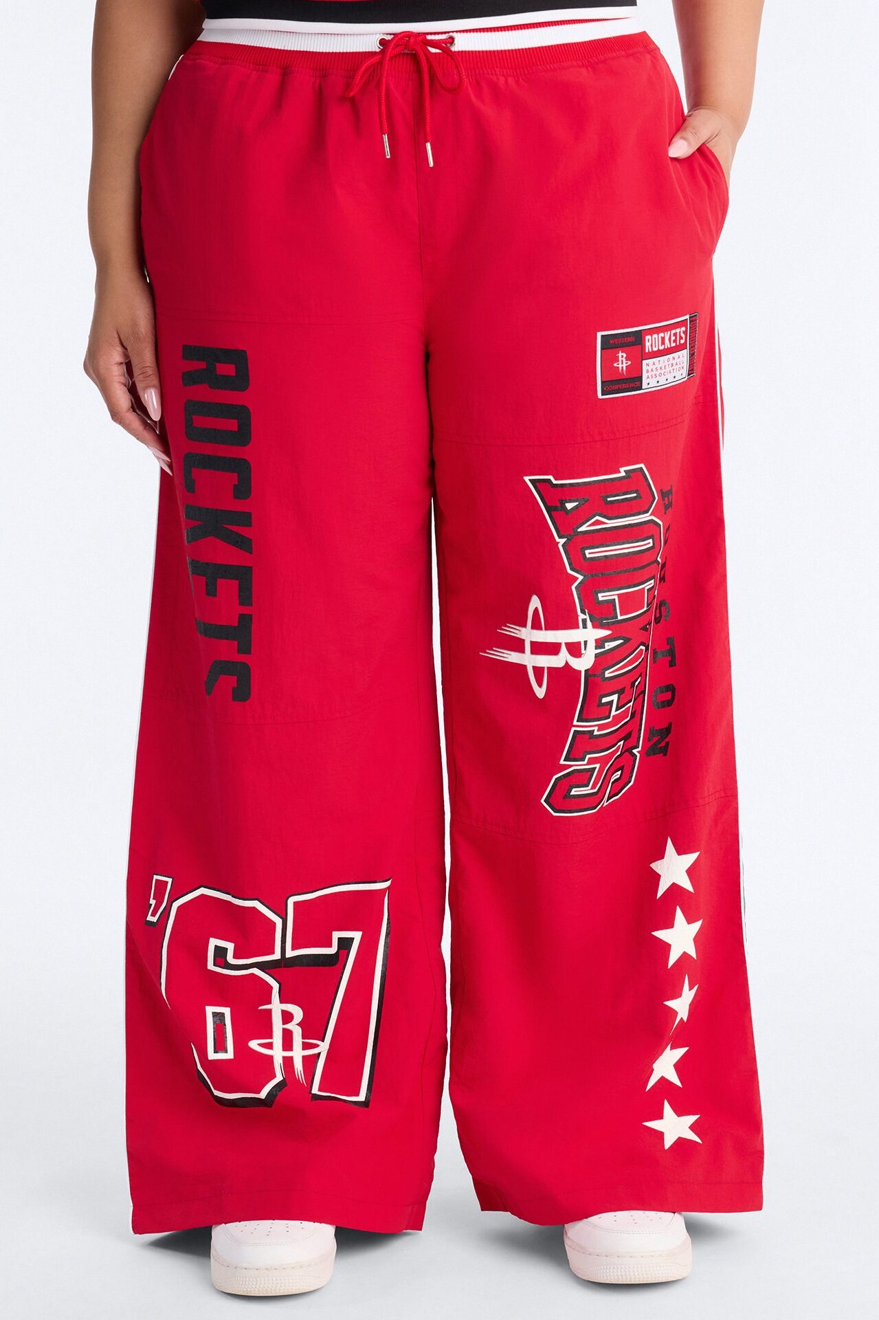 NBA Houston Rockets Patchwork Cargo Wide Leg Pant - Red