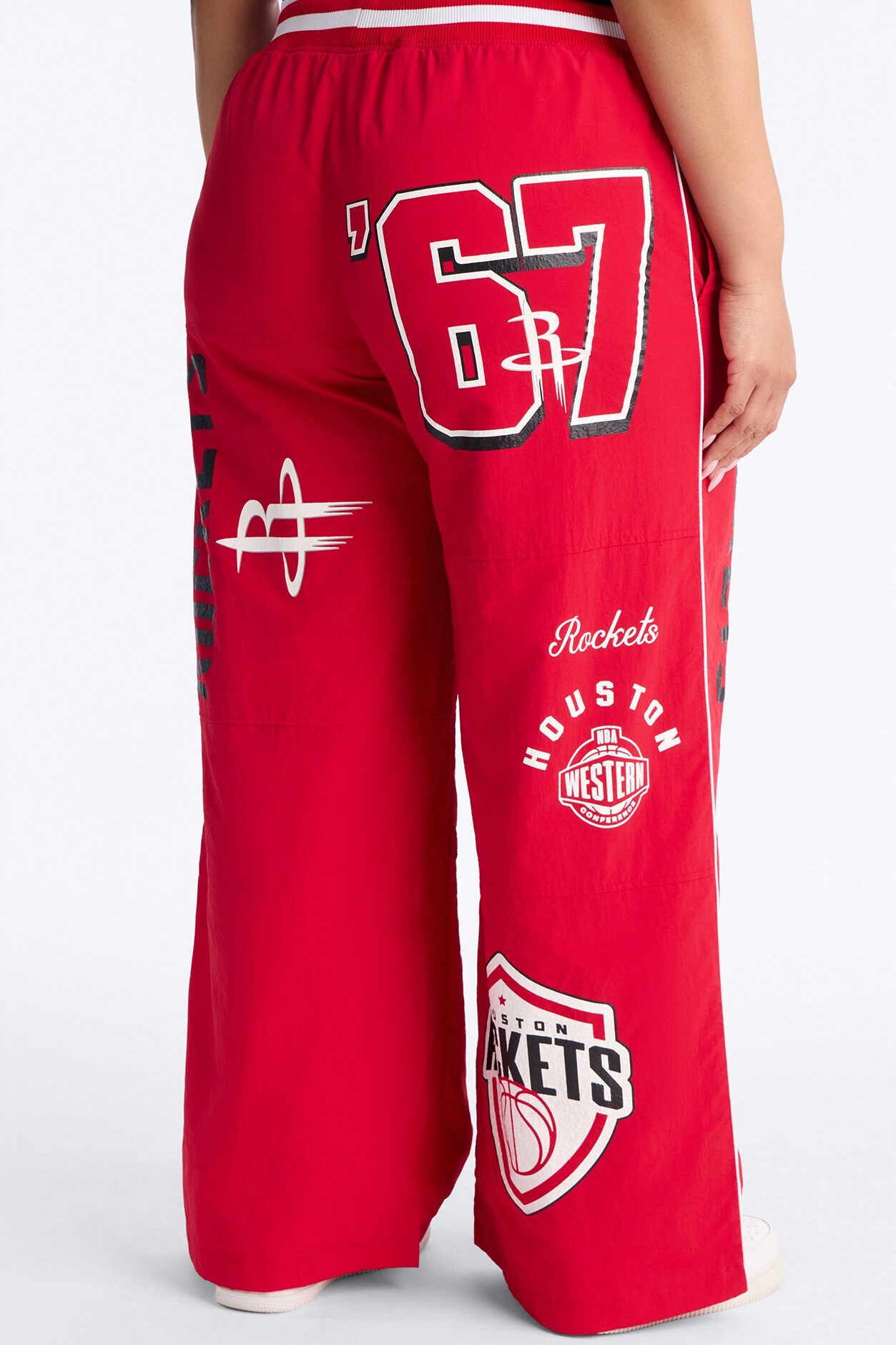 NBA Houston Rockets Patchwork Cargo Wide Leg Pant - Red