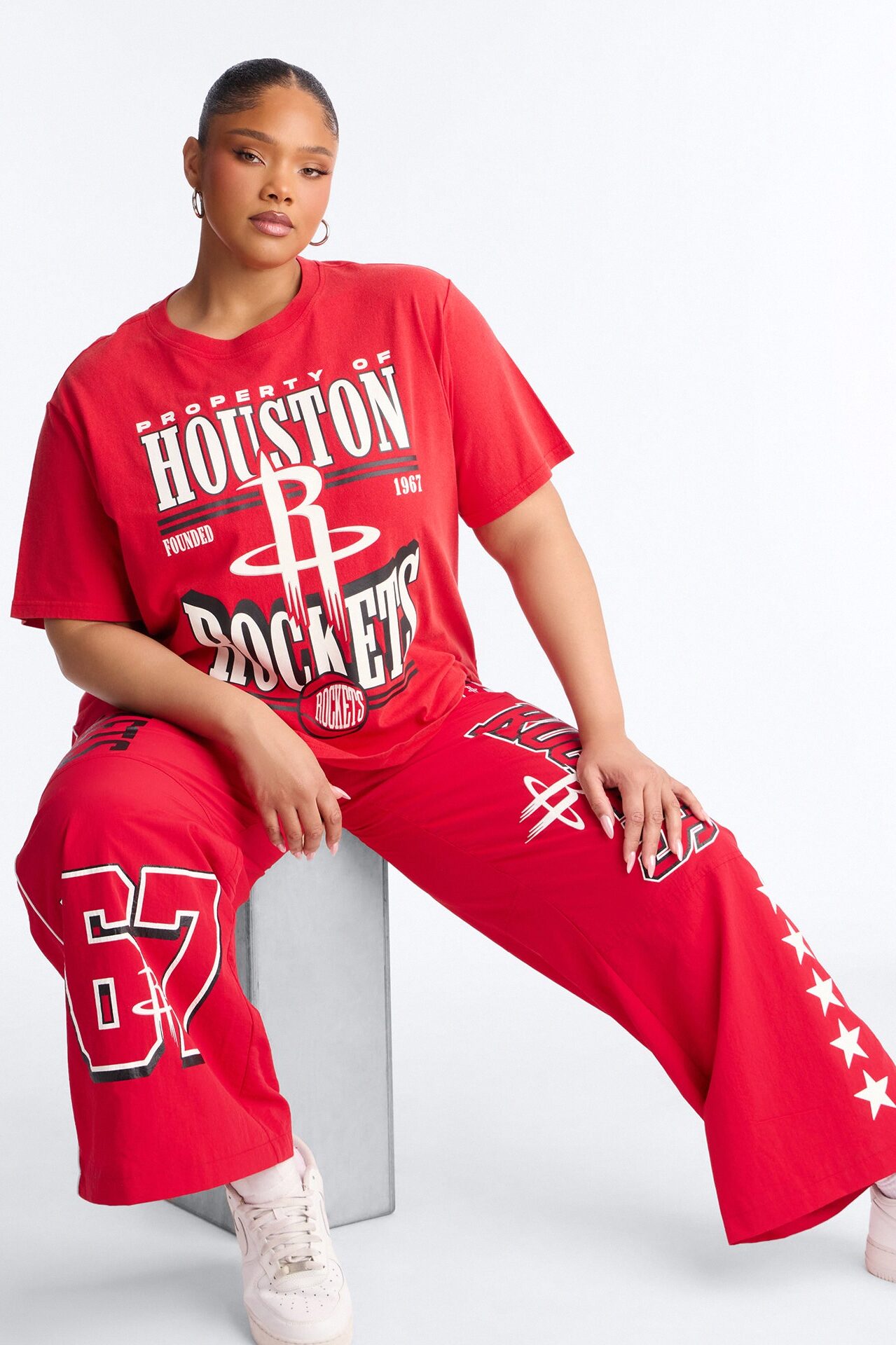 NBA Houston Rockets Washed Oversized Tee - Red