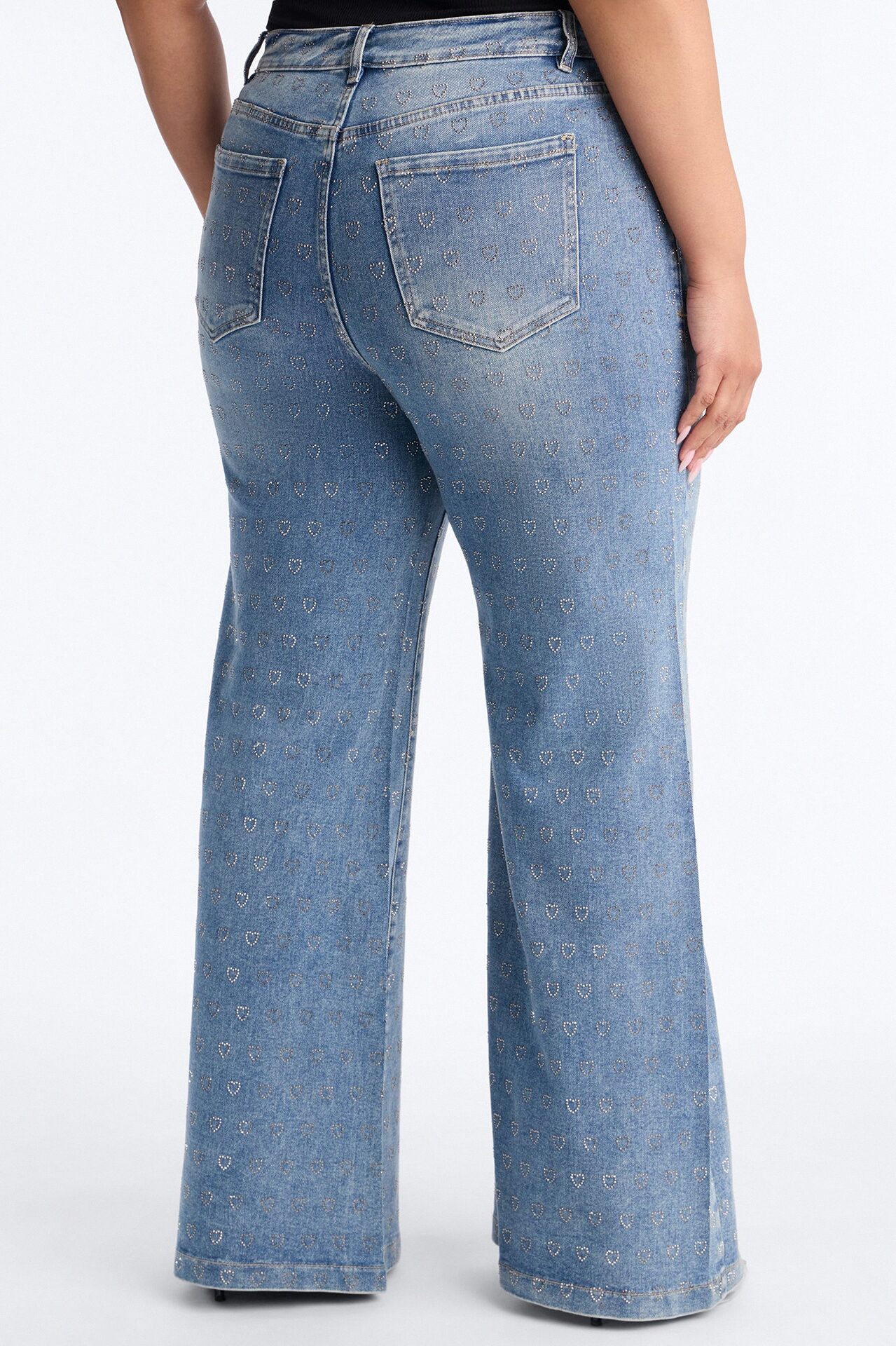 Pulling Heartstrings Stretch Wide Leg Jeans - Light Wash