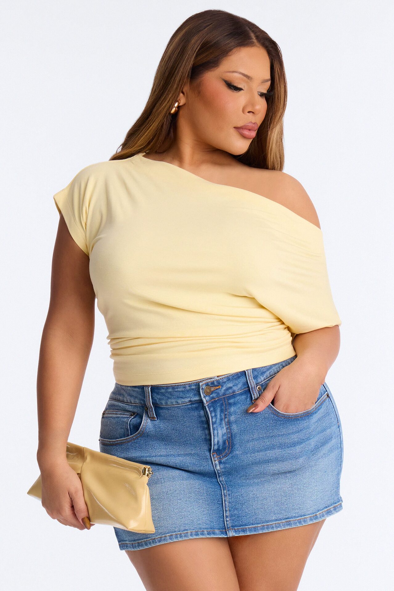 Eva Effortless One Shoulder Top - Butter Yellow