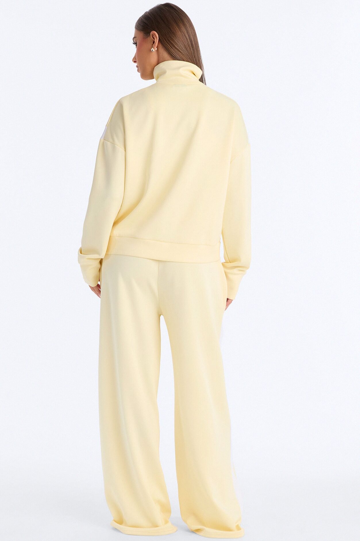 Stacy Scuba Zip Up Pant Set - Yellow