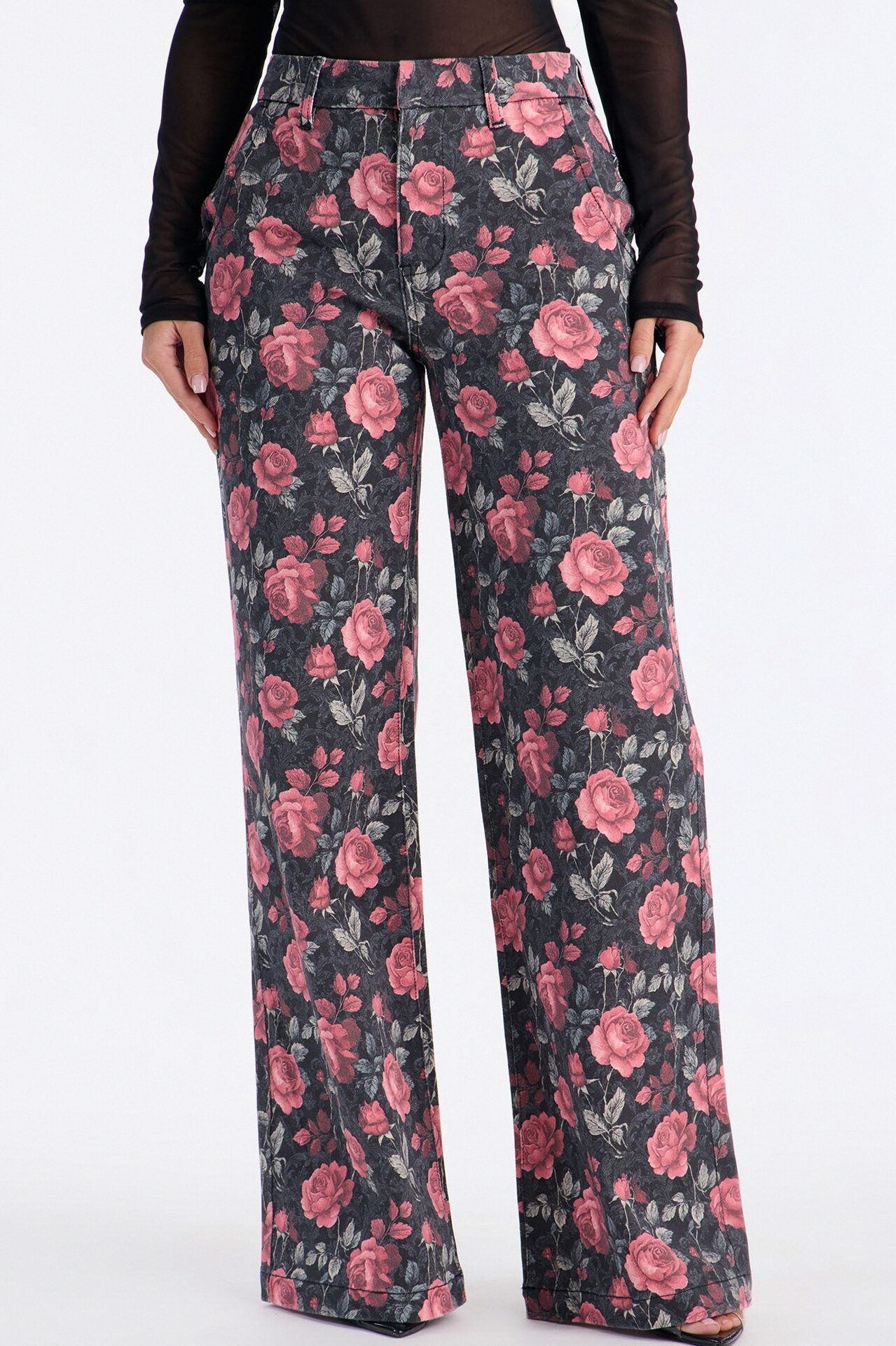 Garden Of Love Trouser Wide Leg Jeans - Black/combo