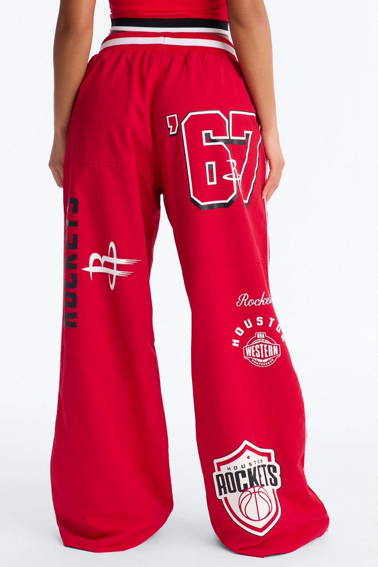 NBA Houston Rockets Patchwork Cargo Wide Leg Pant - Red