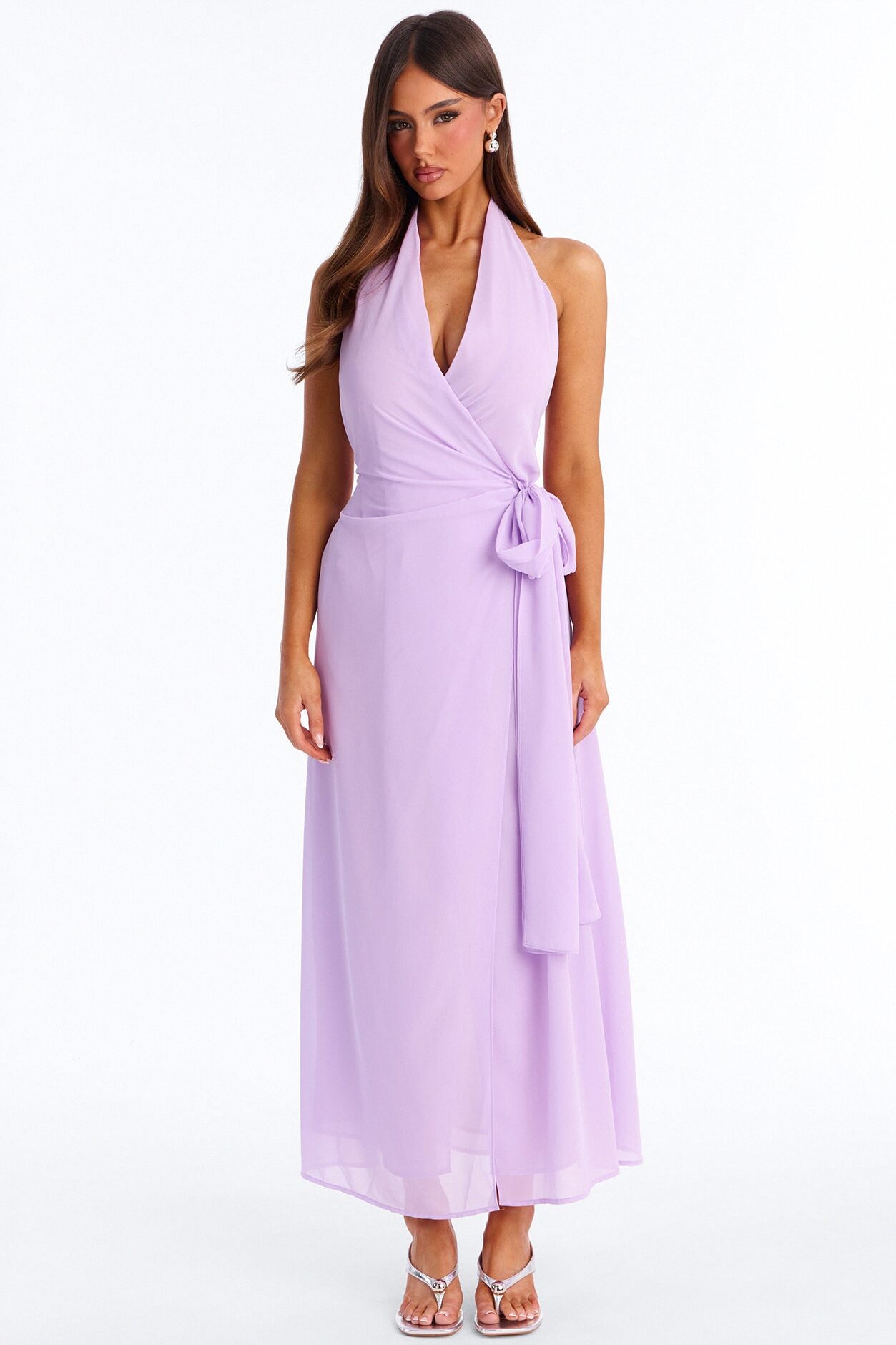 Allyson Chiffon Wrap Maxi Dress - Lavender