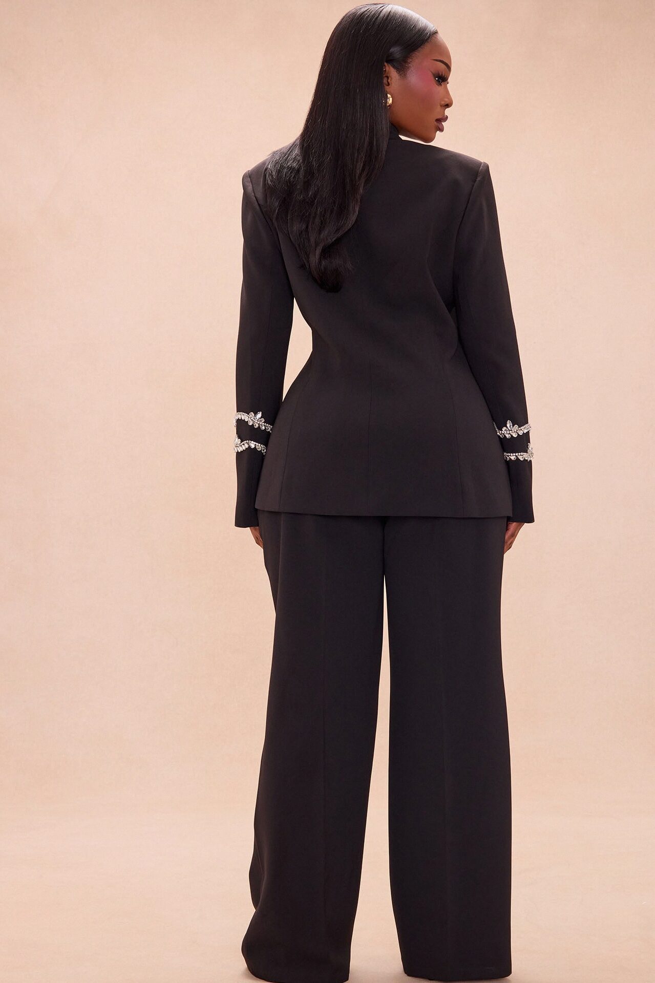 Billie Rhinestone Pant Set - Black