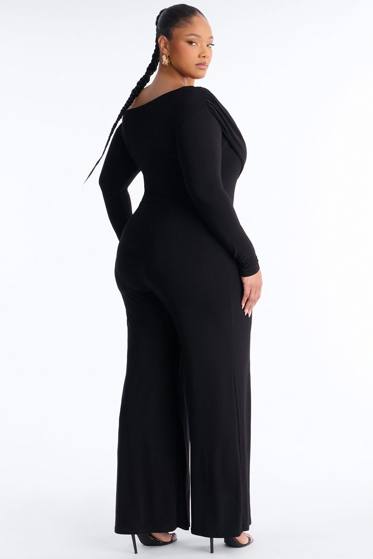 Adri Draped Wide Leg Jumpsuit - Black