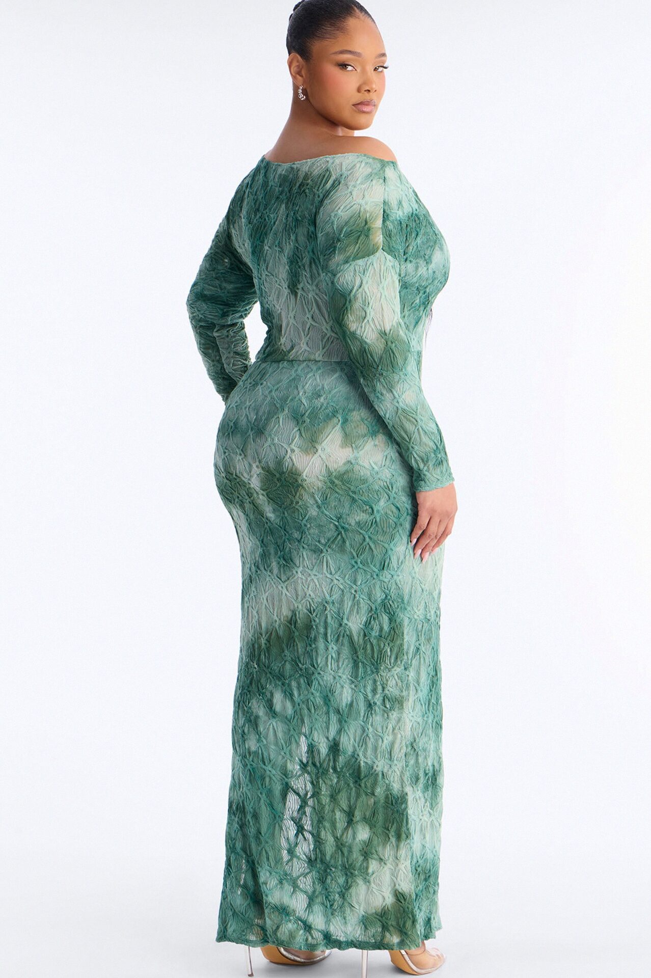Riannon Textured Tie Dye Maxi Dress - Green/combo