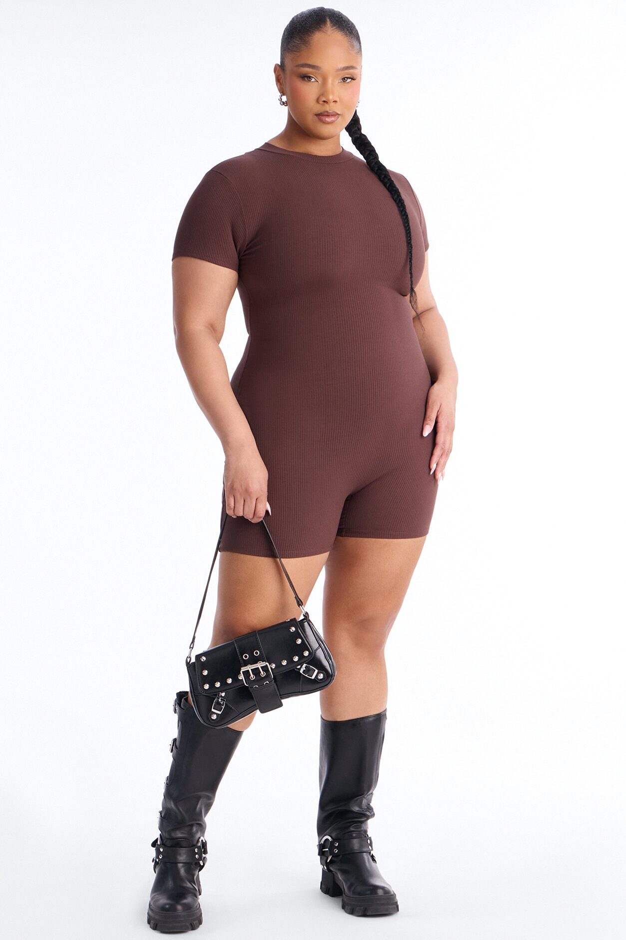 Malia Snatched Romper - Chocolate