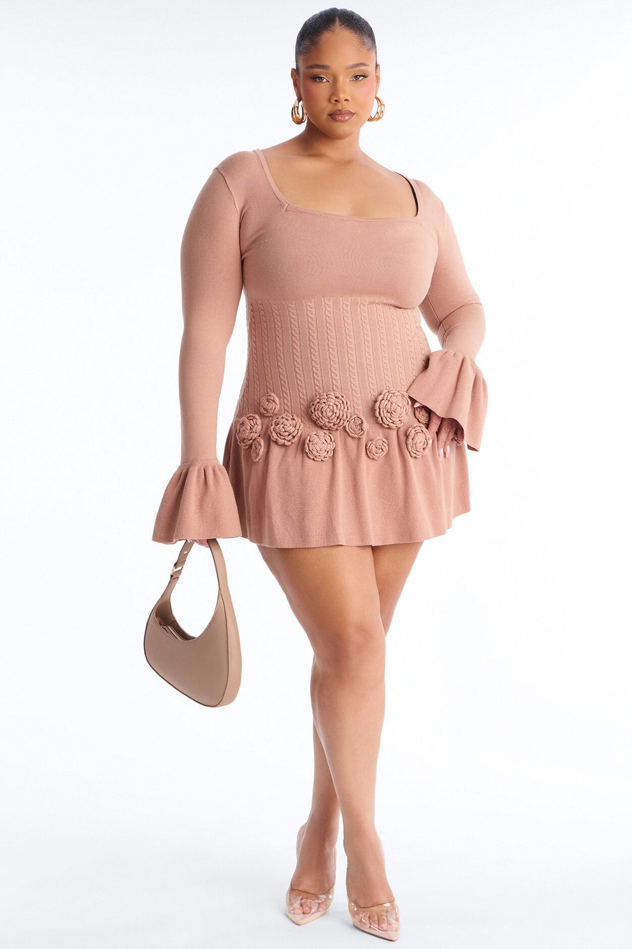 Silvana Rose Sweater Mini Dress - Mocha