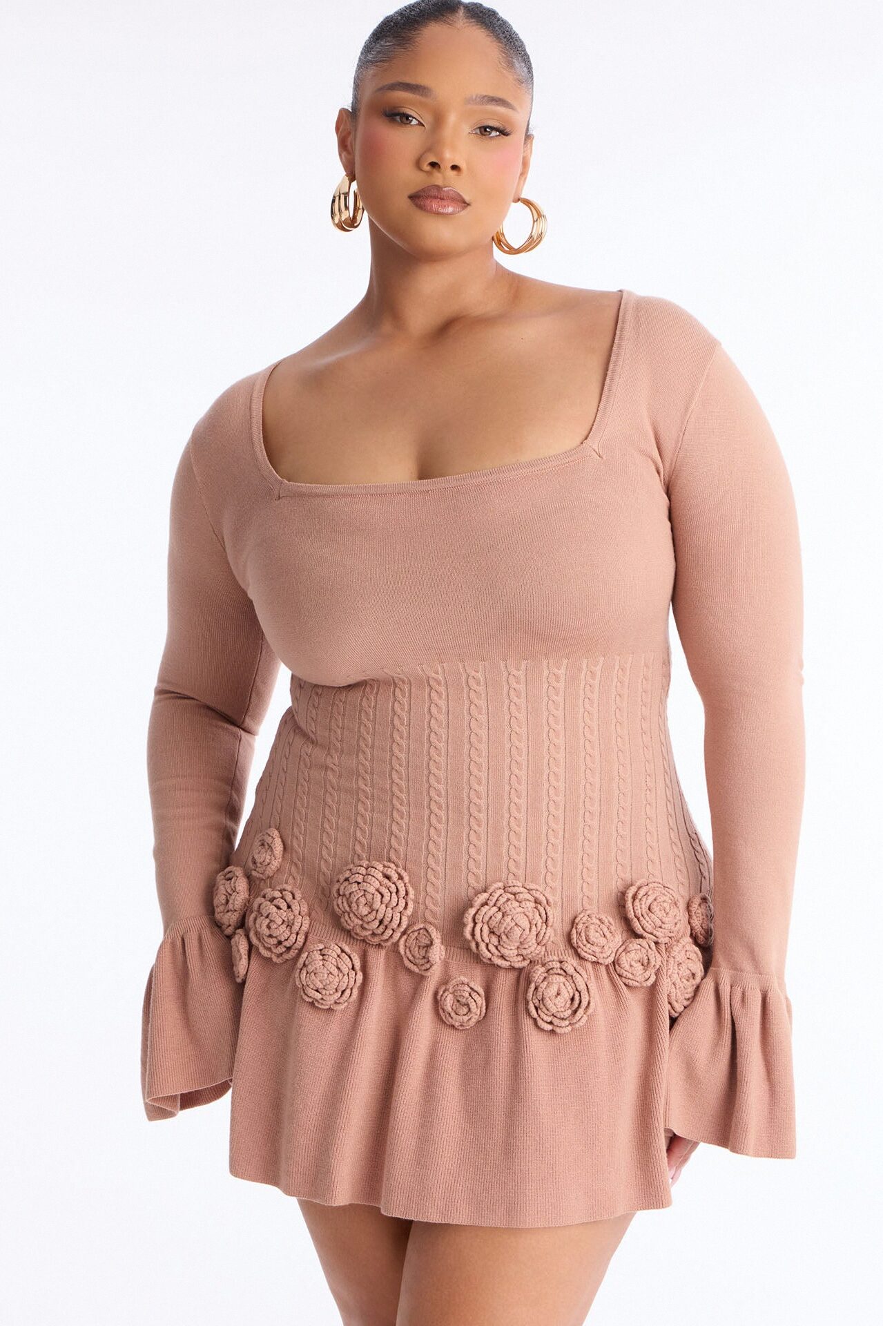 Silvana Rose Sweater Mini Dress - Mocha