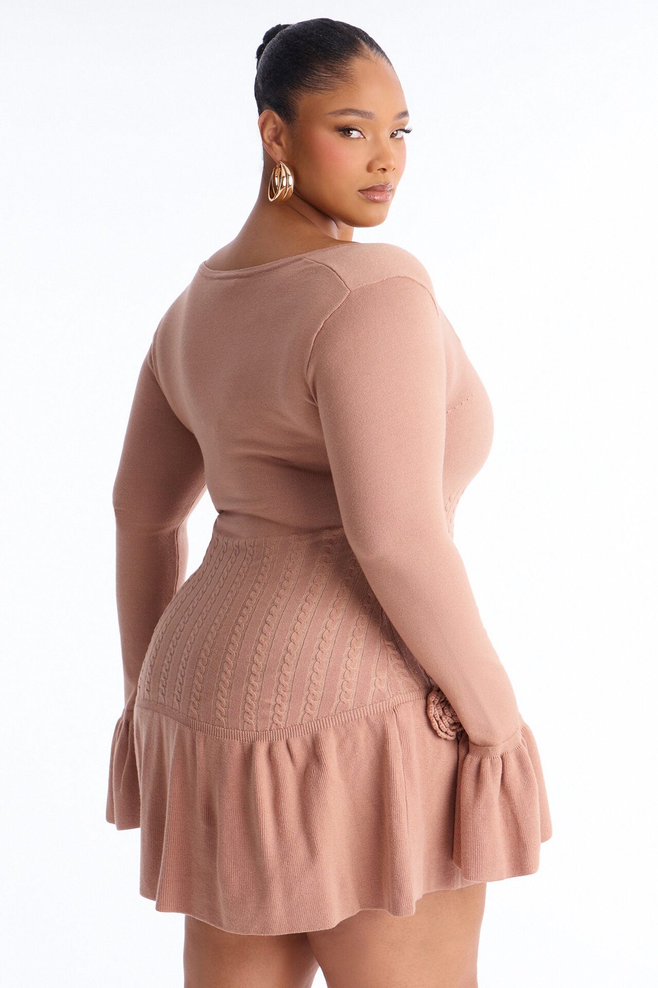 Silvana Rose Sweater Mini Dress - Mocha