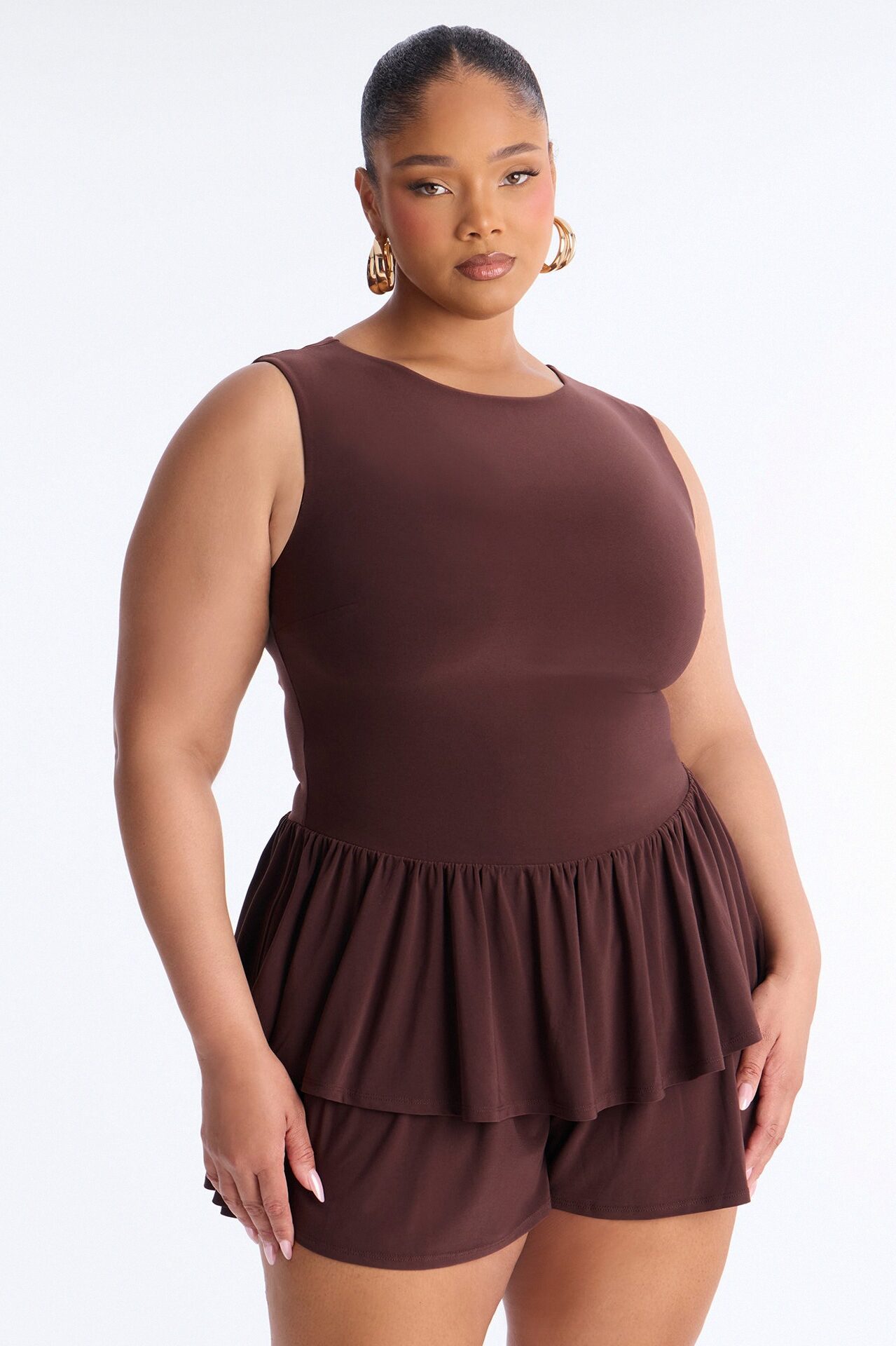 Just A Girl Romper - Chocolate