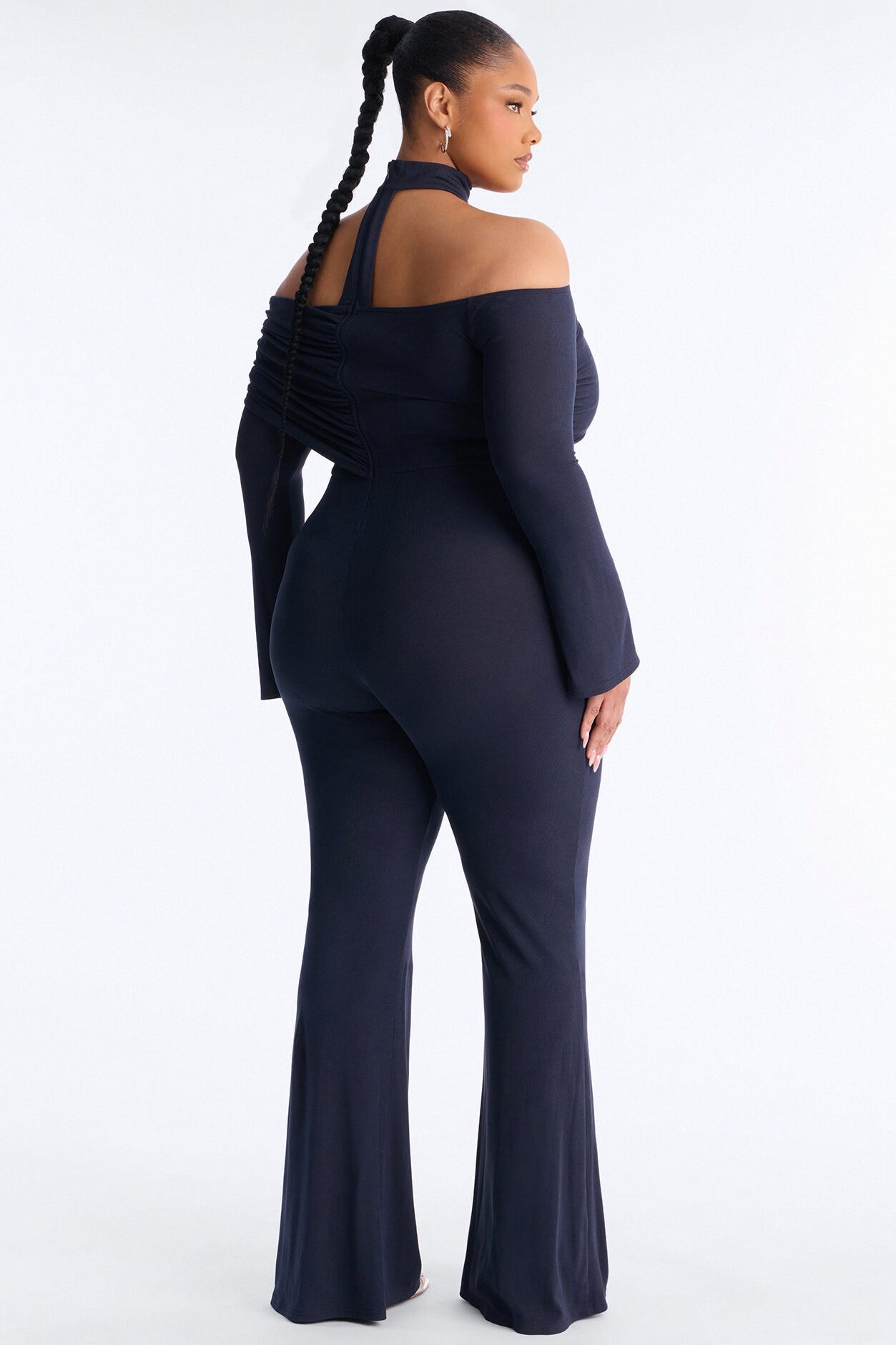 Kendall Choker Flare Leg Jumpsuit - Navy