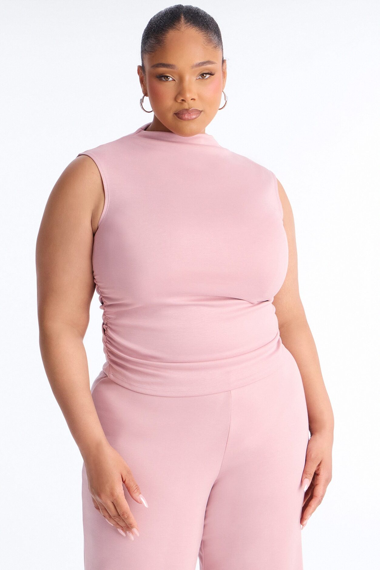 Kiana Sleeveless Mock Neck Pant Set - Mauve