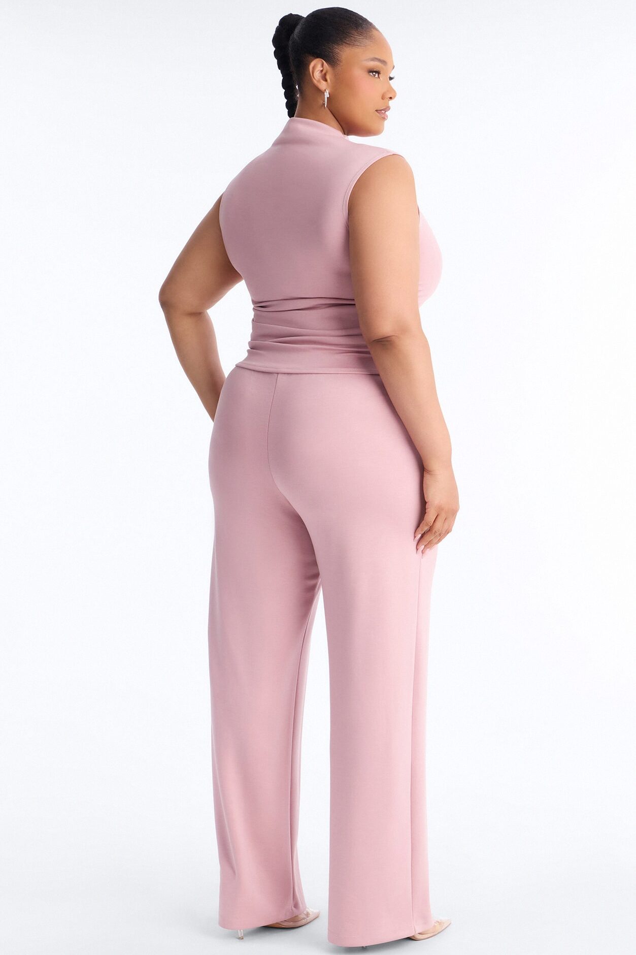 Kiana Sleeveless Mock Neck Pant Set - Mauve