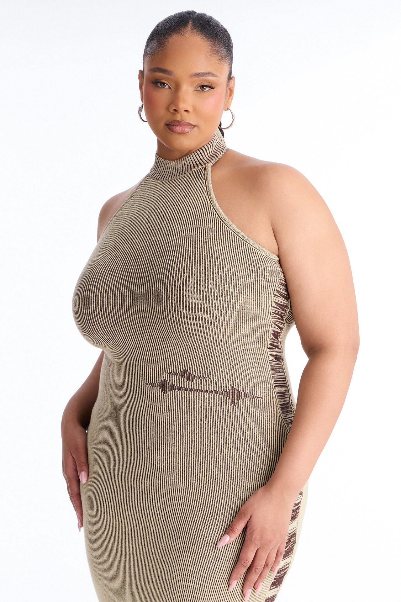 Melrose Distressed Sweater Maxi Dress - Olive/combo
