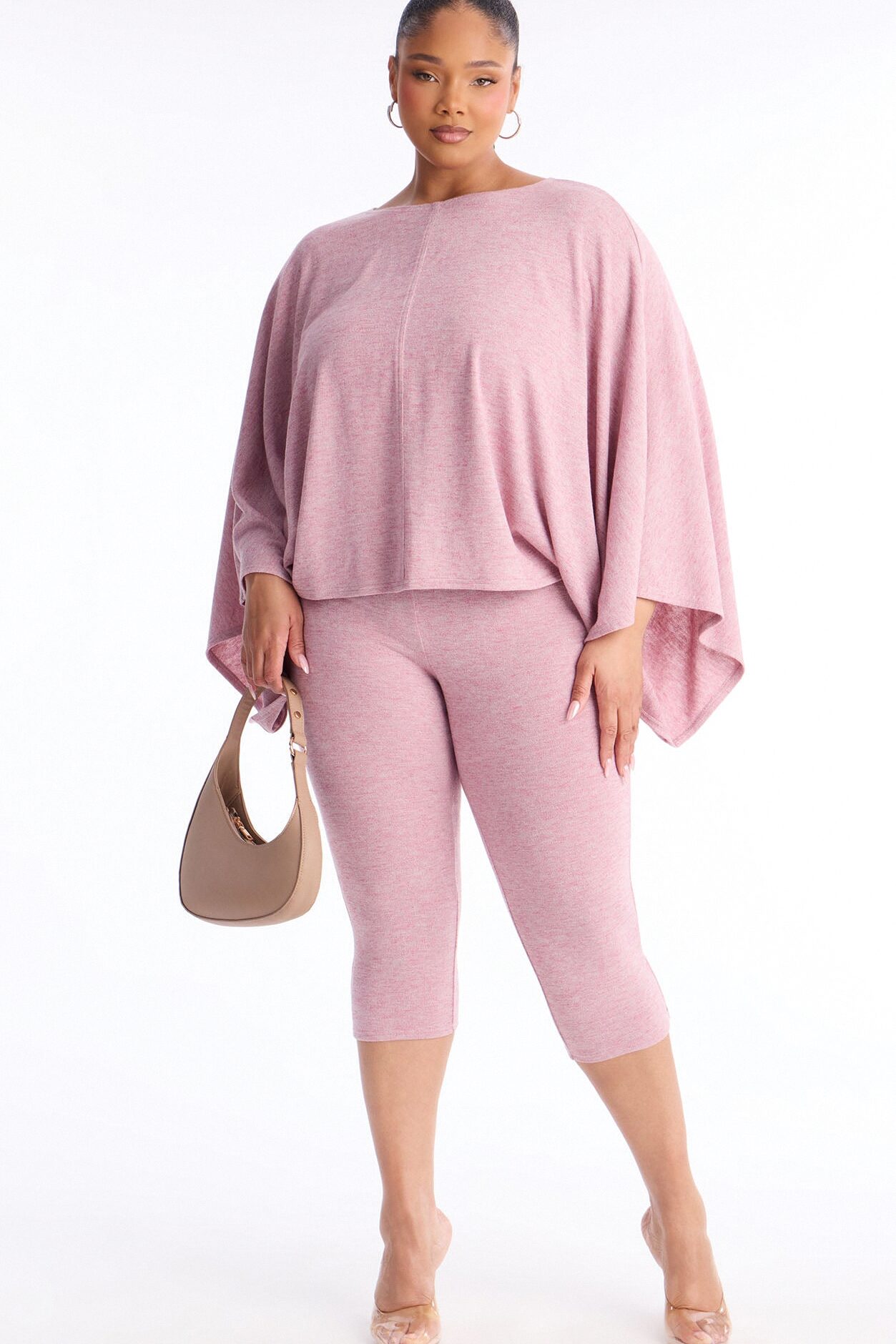 Amaya Capri Jumpsuit And Draped Top Set - Mauve