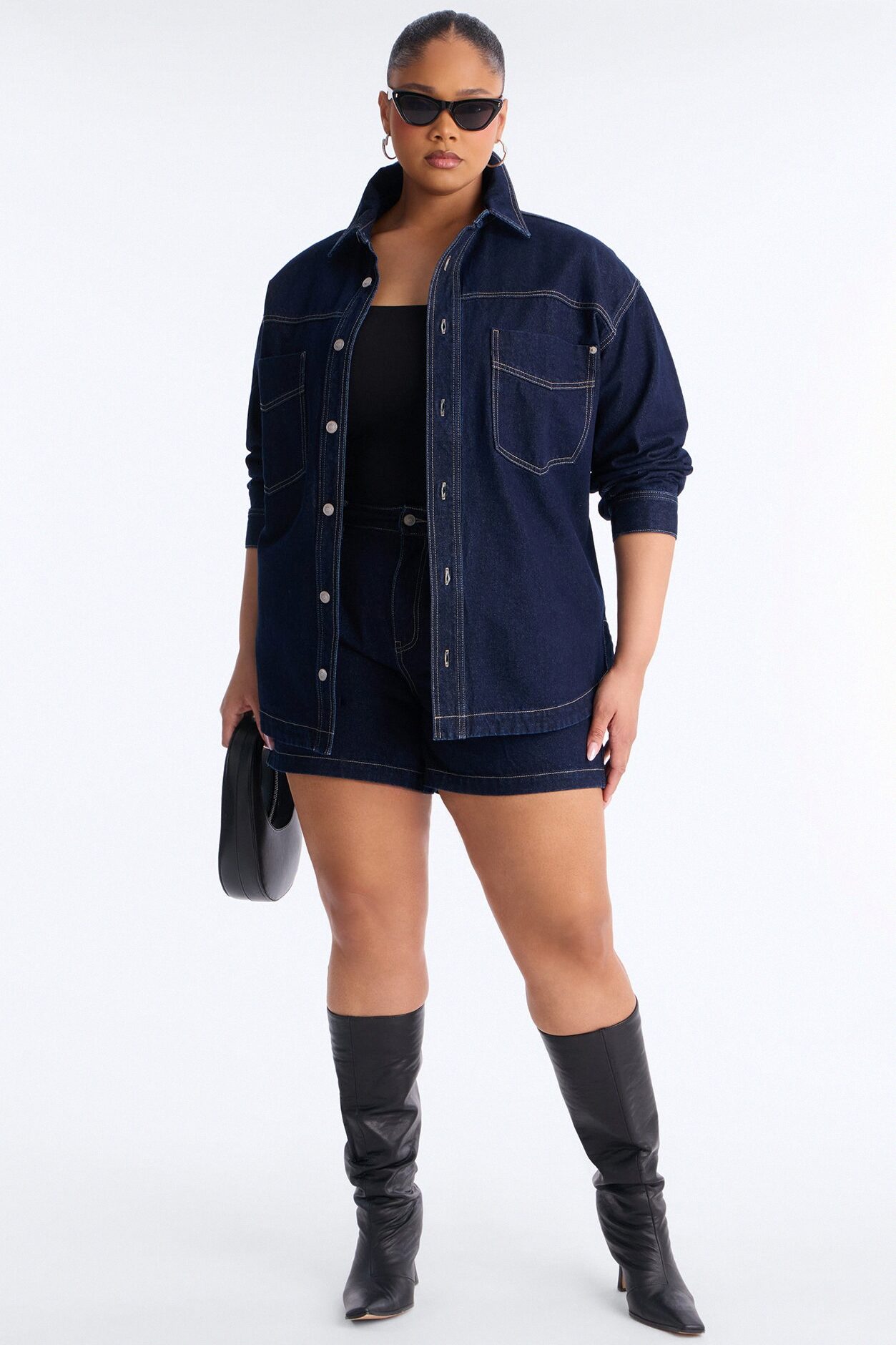 Night Borough Denim Shacket - Dark Wash