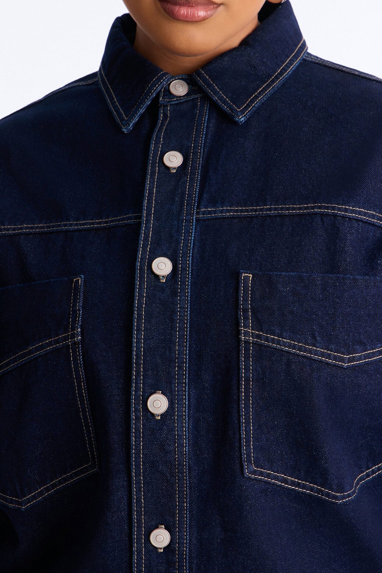 Night Borough Denim Shacket - Dark Wash