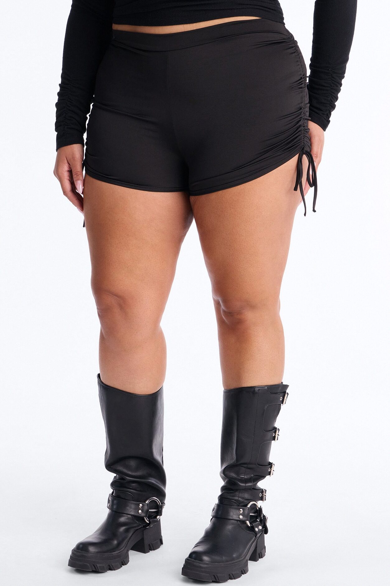 Finessed Ruched Micro Short - Black
