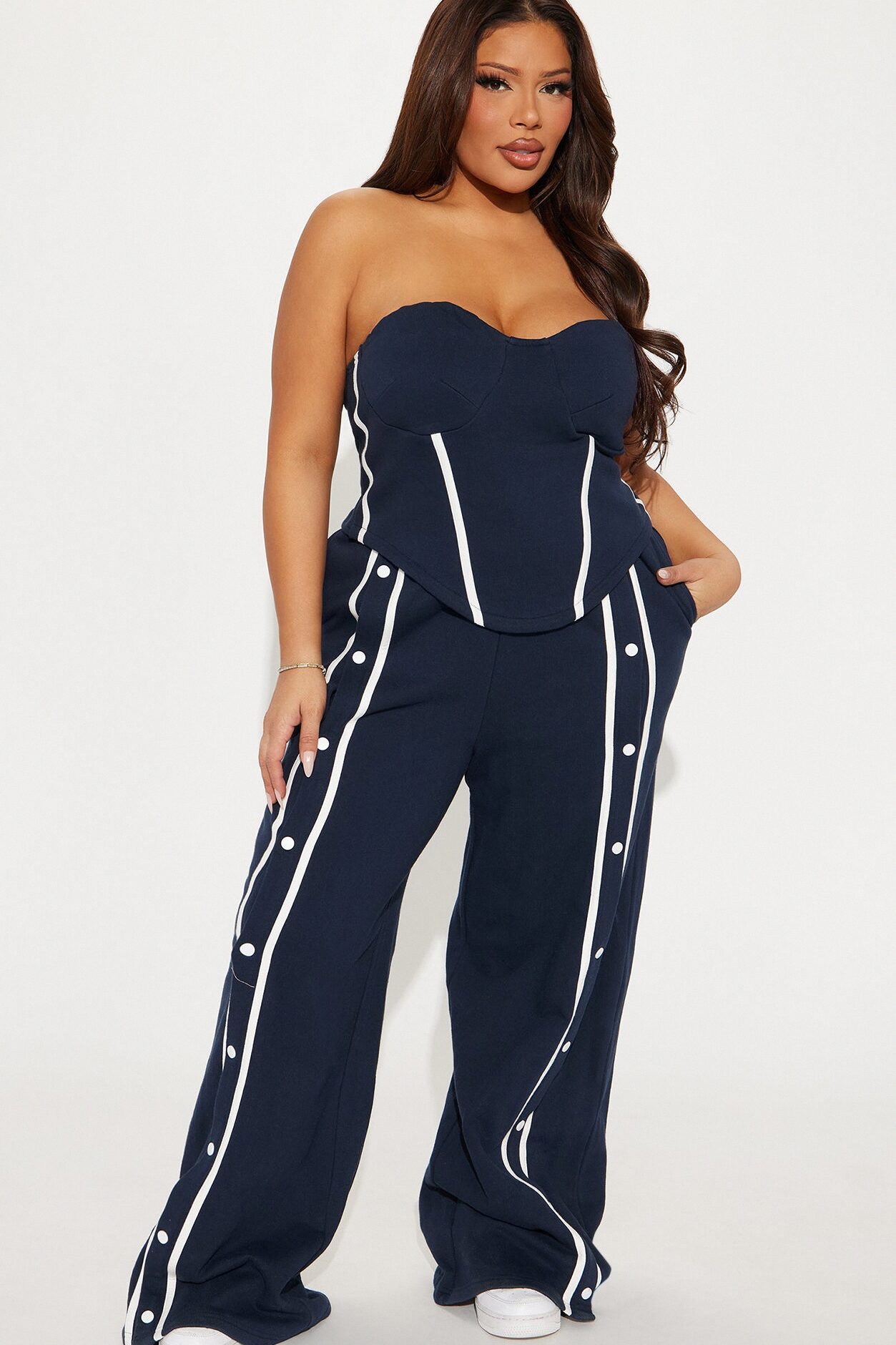 Sara Fleece Track Pant Set - Navy