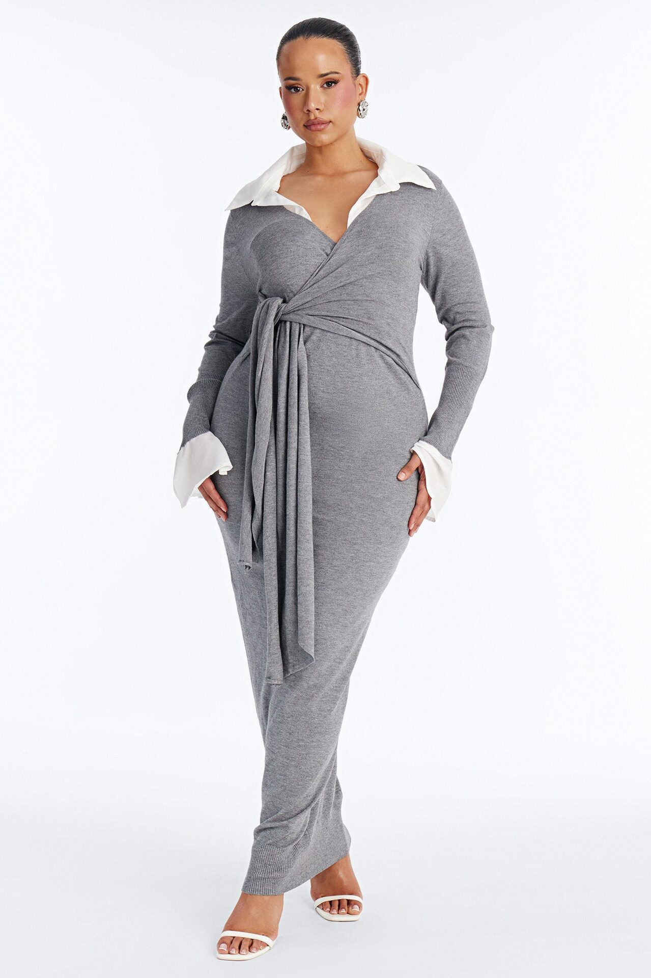 Switch It Up Sweater Maxi Dress - Charcoal/combo
