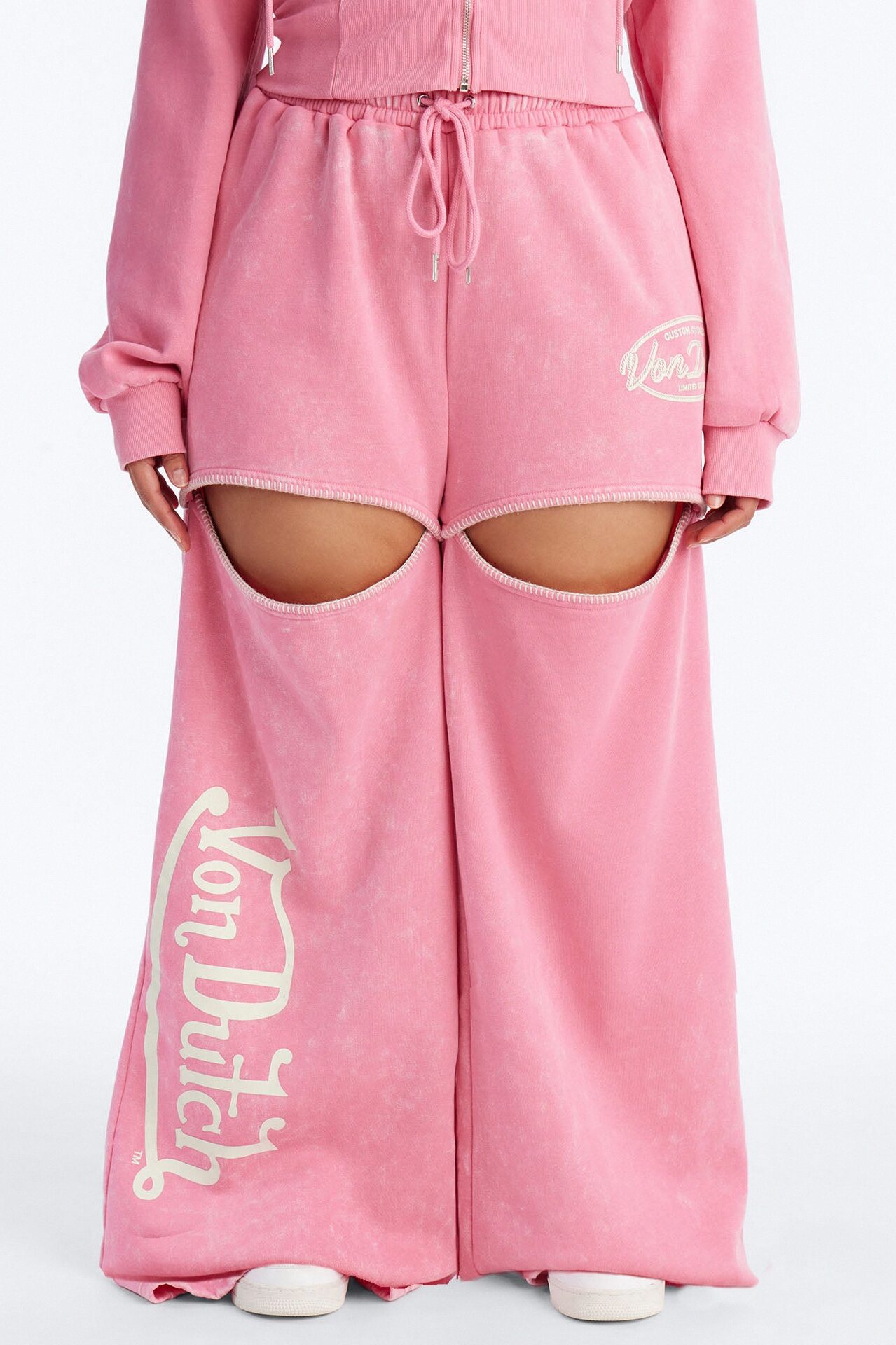 Von Dutch Washed Faded Love Pants - Pink