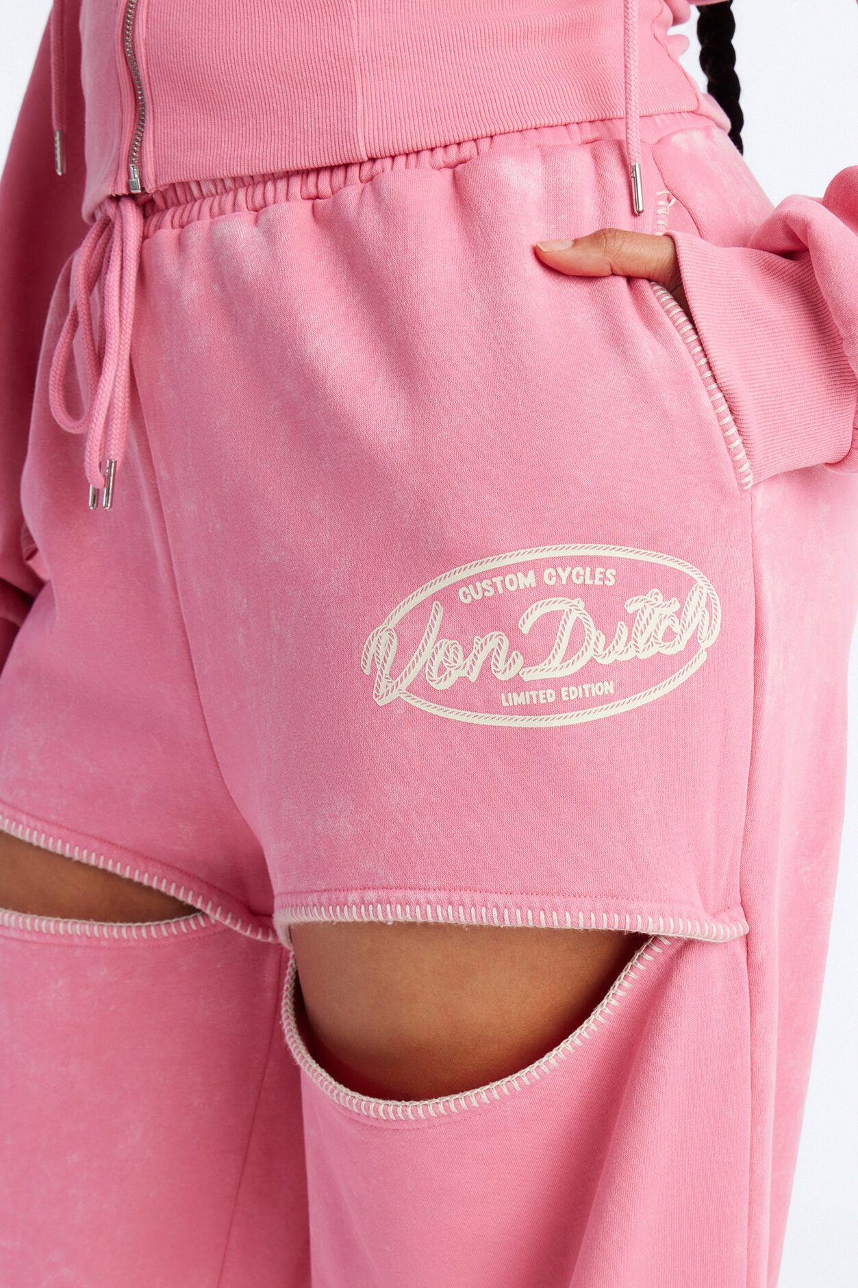 Von Dutch Washed Faded Love Pants - Pink