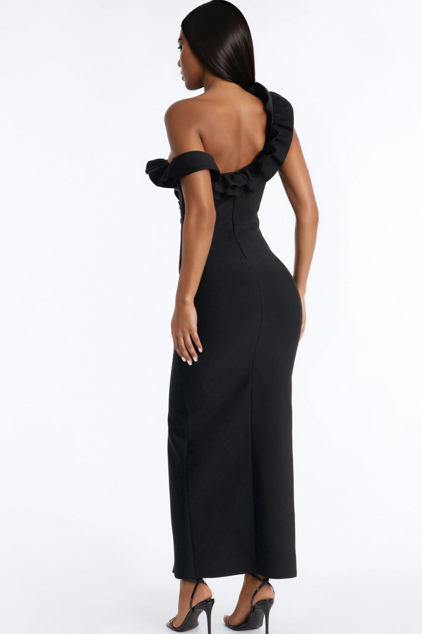 Simone Ruffle Bandage Maxi Dress - Black